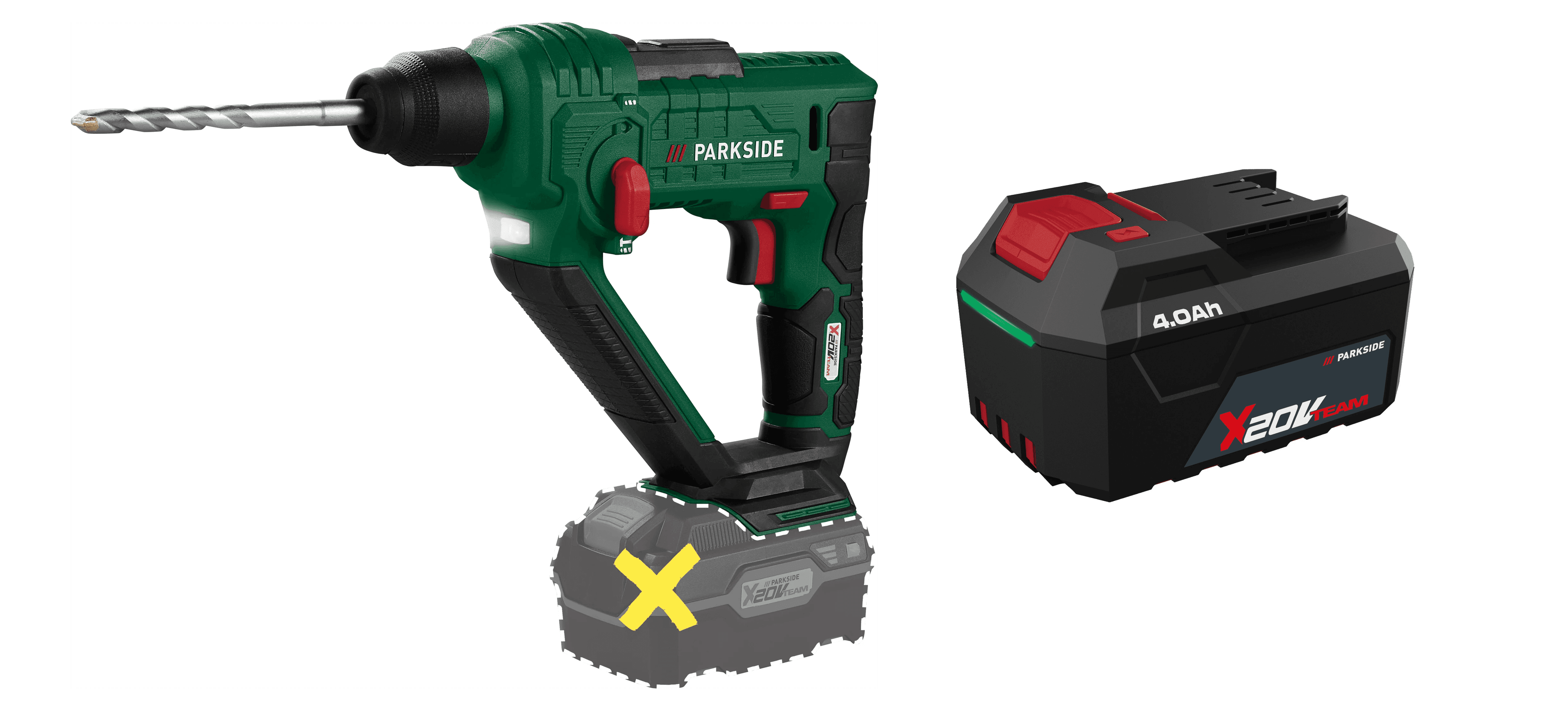 PARKSIDE® Aku vŕtacie kladivo PABH 20-Li D4 + Akumulátor 20 V/4 Ah PAP 204 A1