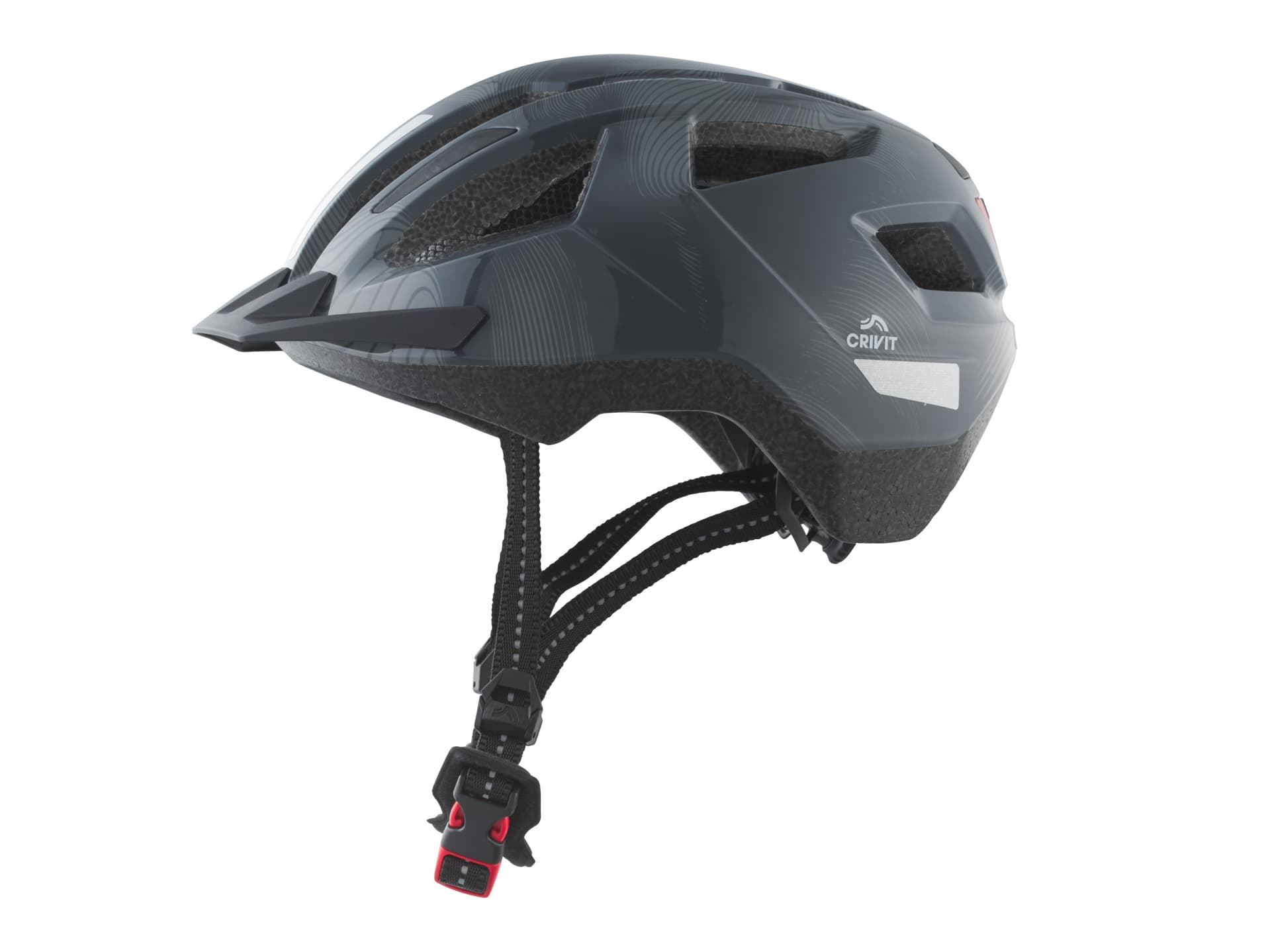 CRIVIT Detská cyklistická prilba so zadným svetlom (sivá) 1