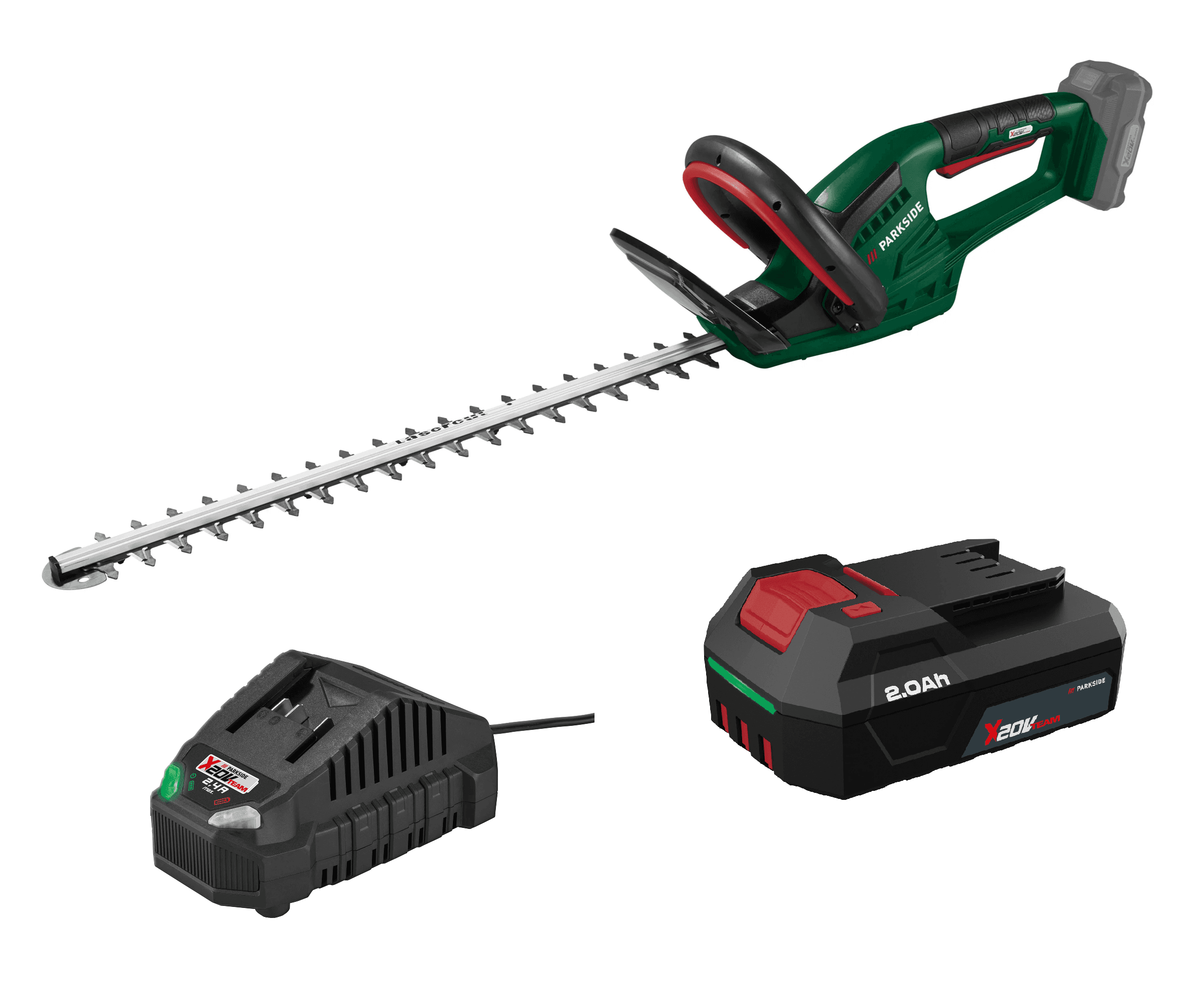 PARKSIDE® Aku nožnice na živý plot PHSA 20-Li D4 + Akumulátor 20 V/2 Ah PAP 202 A1 + Nabíjačka na akumulátor 20 V/2,4 A PLG 20 C1 1
