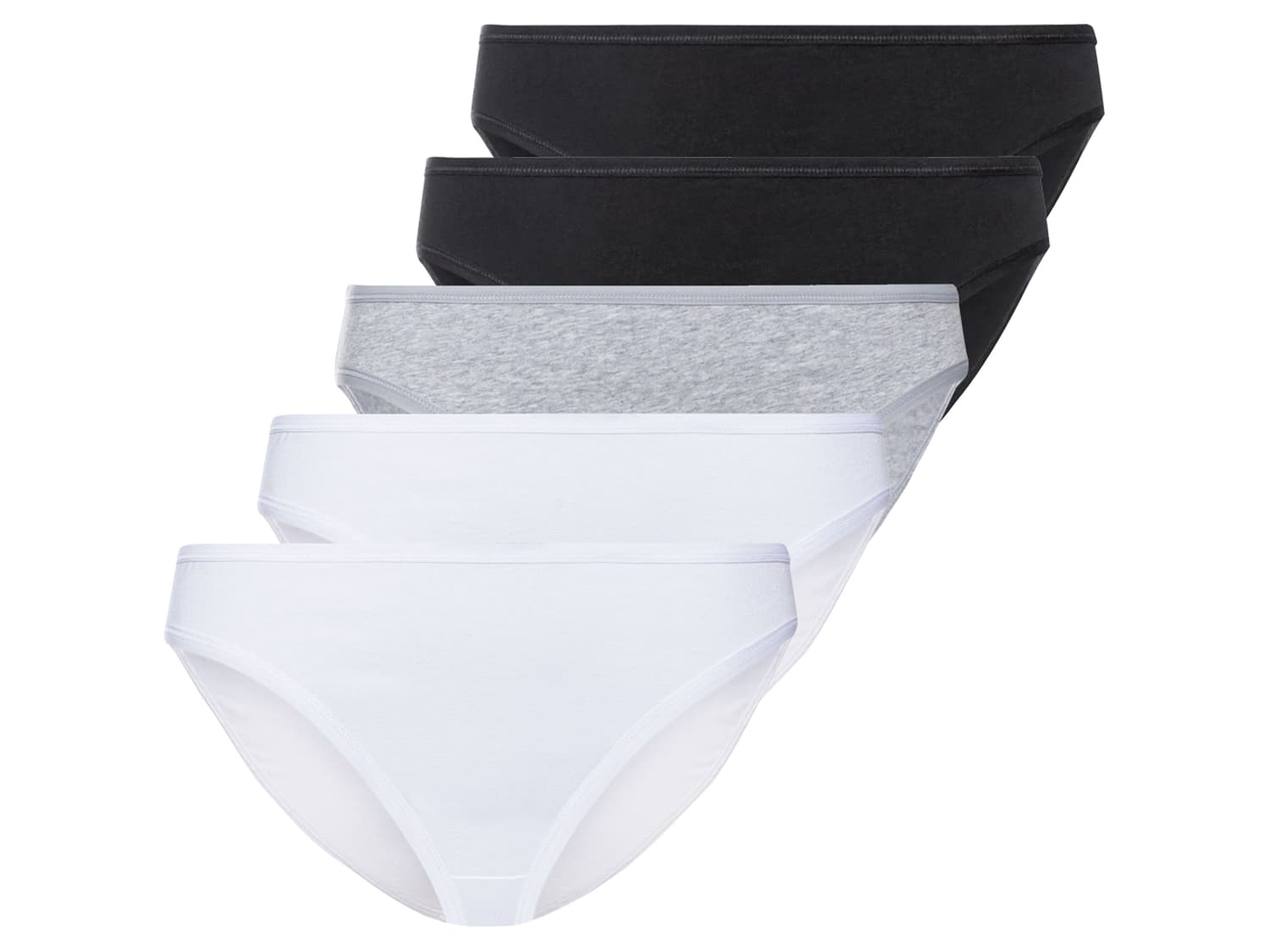 esmara® Dámske bavlnené nohavičky XXL, 5 kusov (XL (48/50), čierna/sivá/biela)