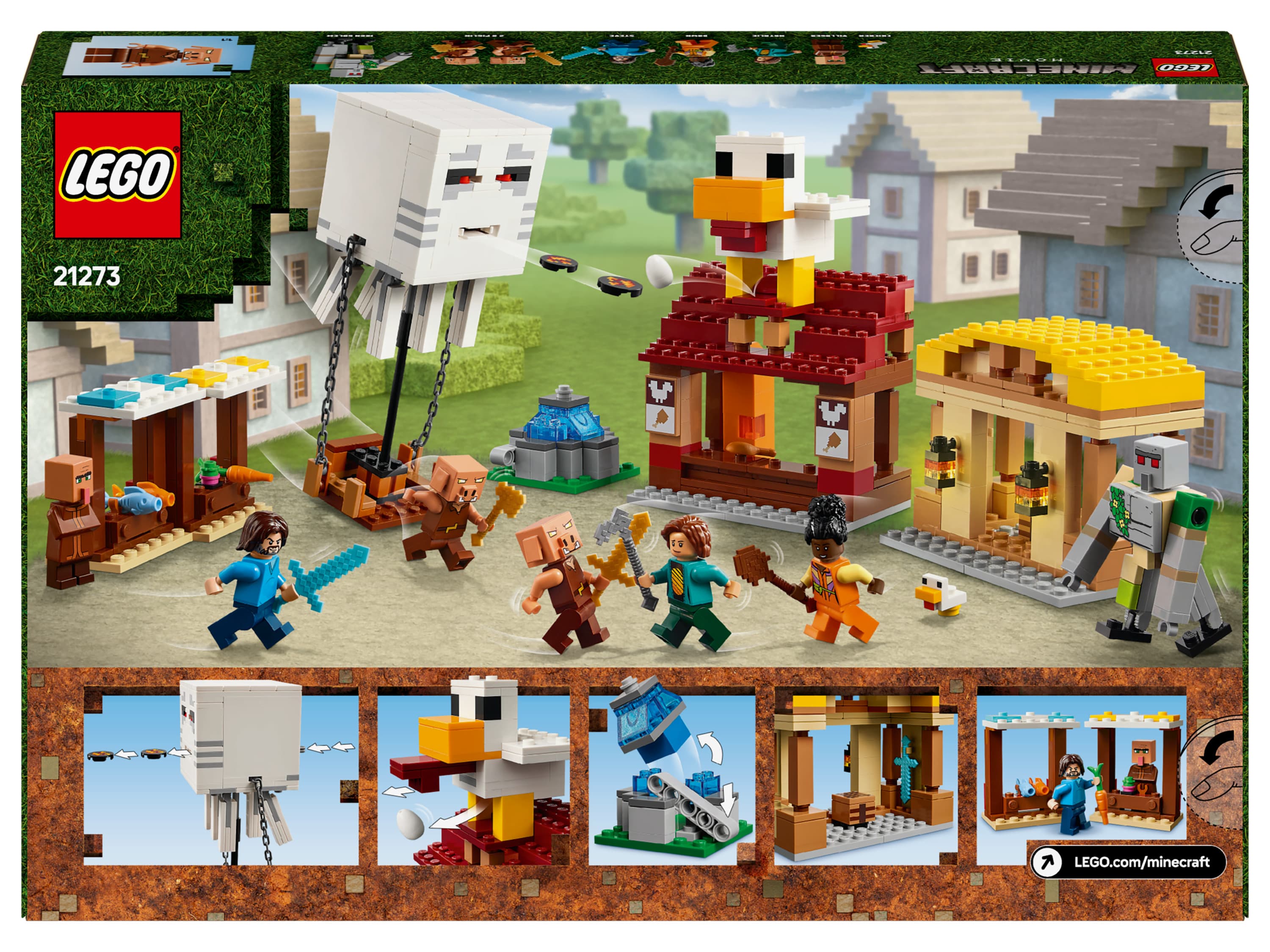 LEGO MINECRAFT 21273 Balón v podobe Ghasta a útok na dedinu 1