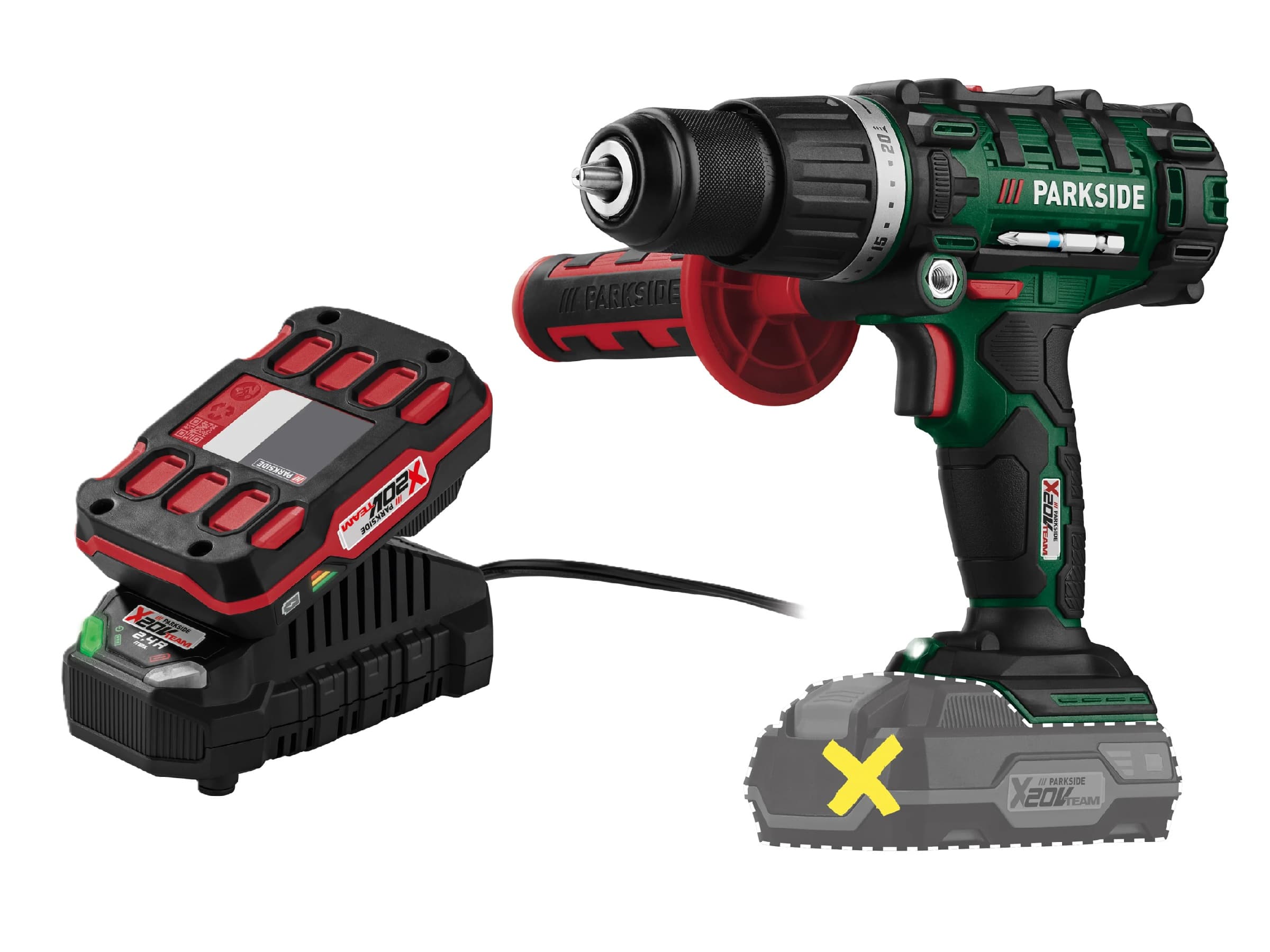 PARKSIDE® Aku príklepový vŕtací skrutkovač 3 v 1 20 V PSBSA 20-Li C3 + Akumulátor 20 V 2 Ah + Nabíjačka 20 V 2,4 A