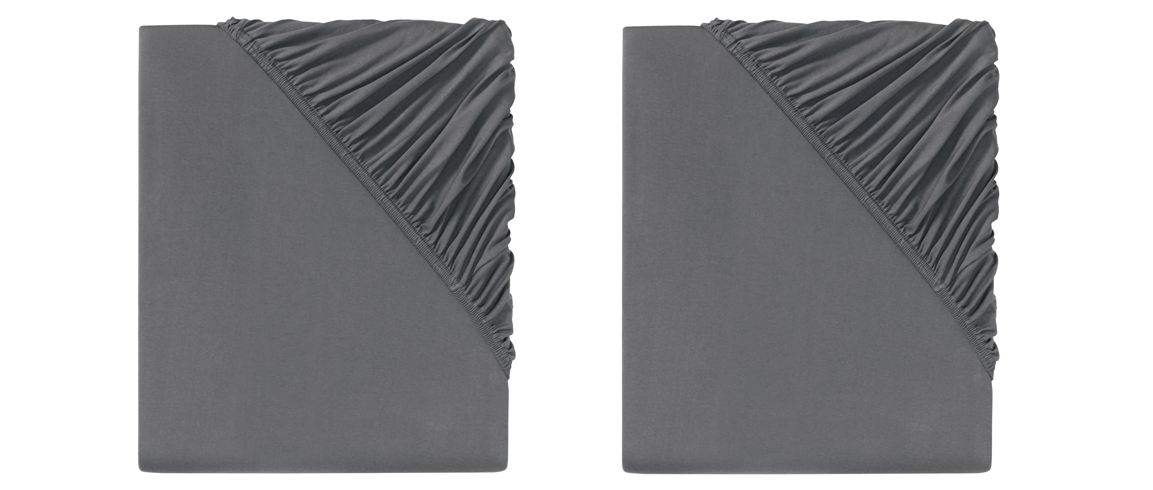 LIVARNO home Napínacia džersejová plachta, 90 – 100 x 200 cm, tmavosivá, 2 kusy