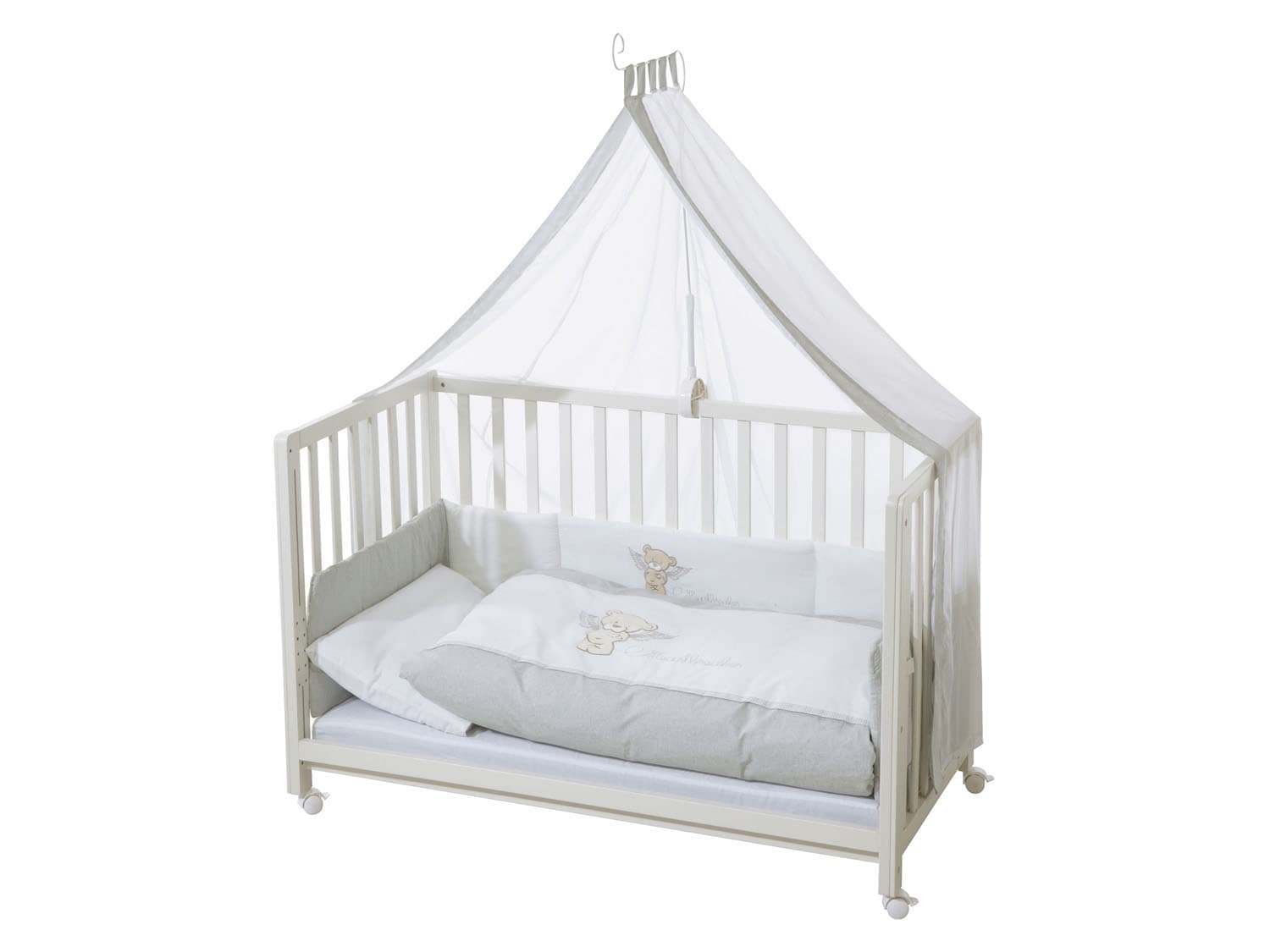roba Detská postieľka Room Bed, 60 x 120 cm (Medveď lámač sŕdc, biela)
