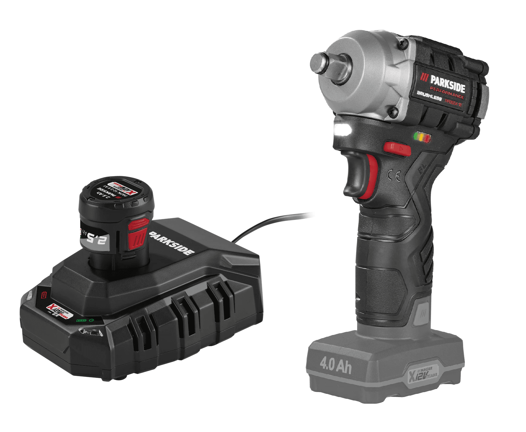 PARKSIDE PERFORMANCE® Aku rázový uťahovák PPDSSA 12 A1 + Akumulátor 12 V/2,5 Ah PAPK 12 2.5 B1 + Nabíjačka 6 A PLGK 12 6.0 B1 1