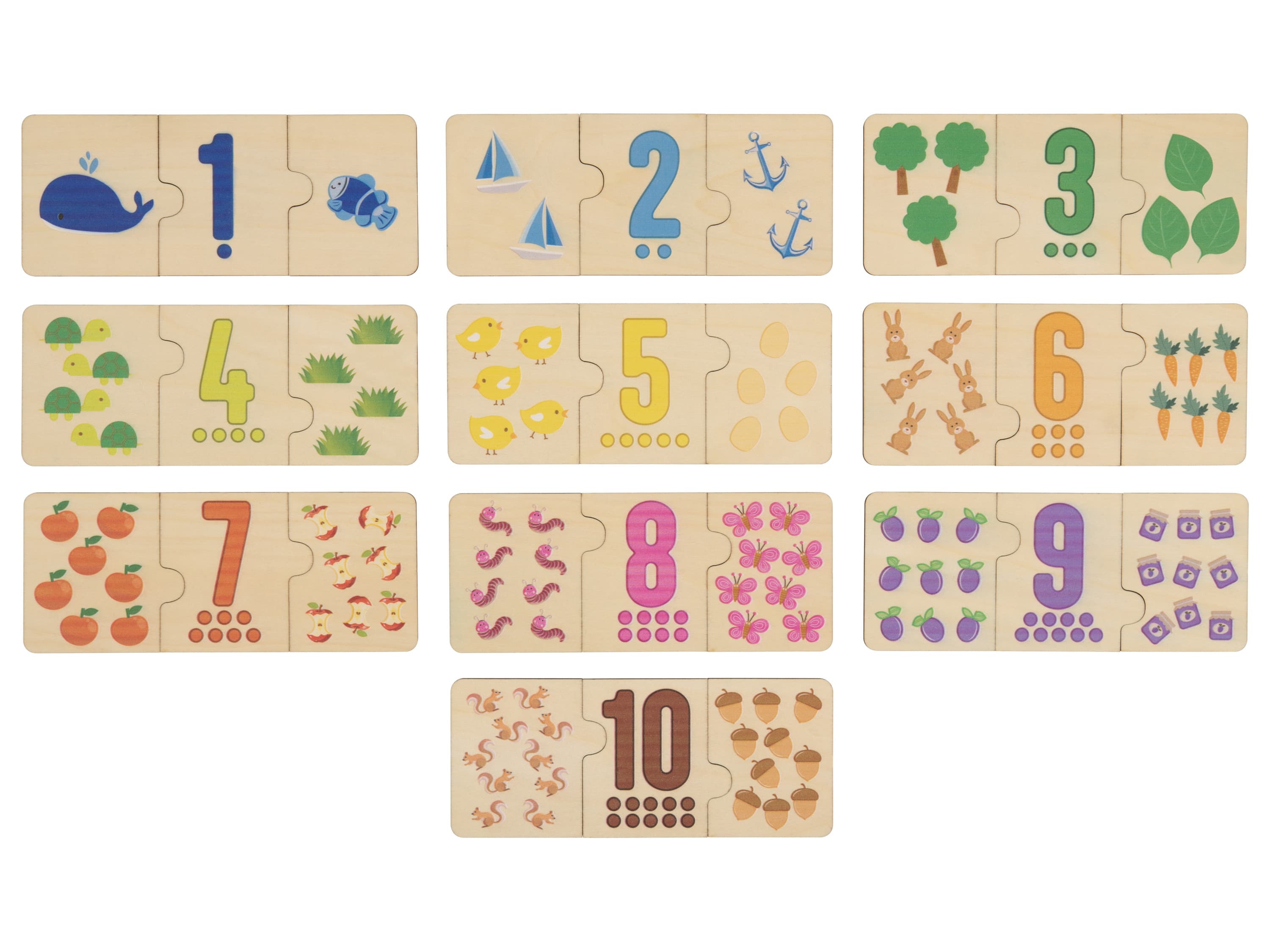 LUPILU® Drevené náučné puzzle (puzzle čísla) 1