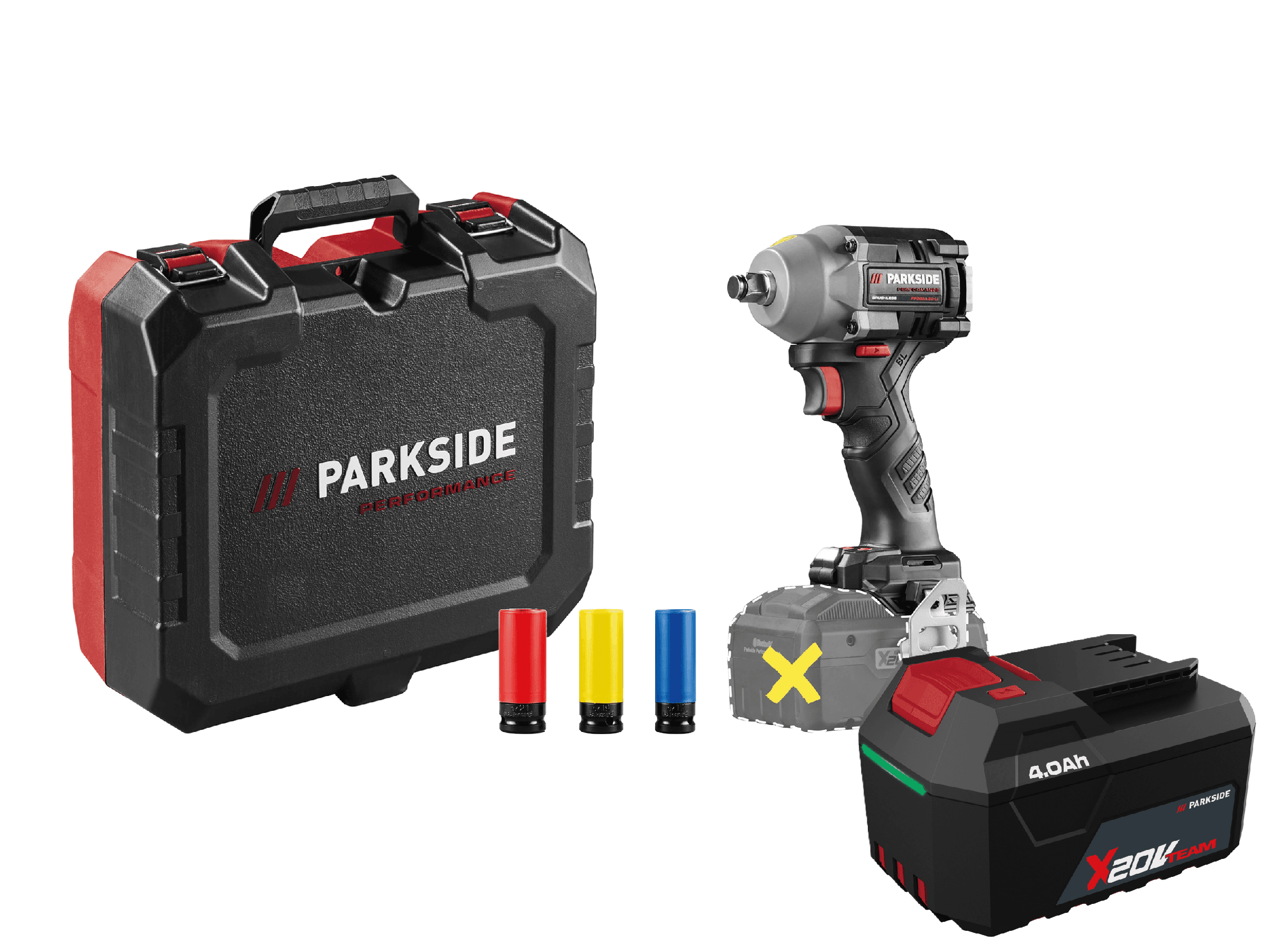 PARKSIDE PERFORMANCE® Aku rázový uťahovák PPDSSA 20-Li B2 + Akumulátor 20 V/4 Ah