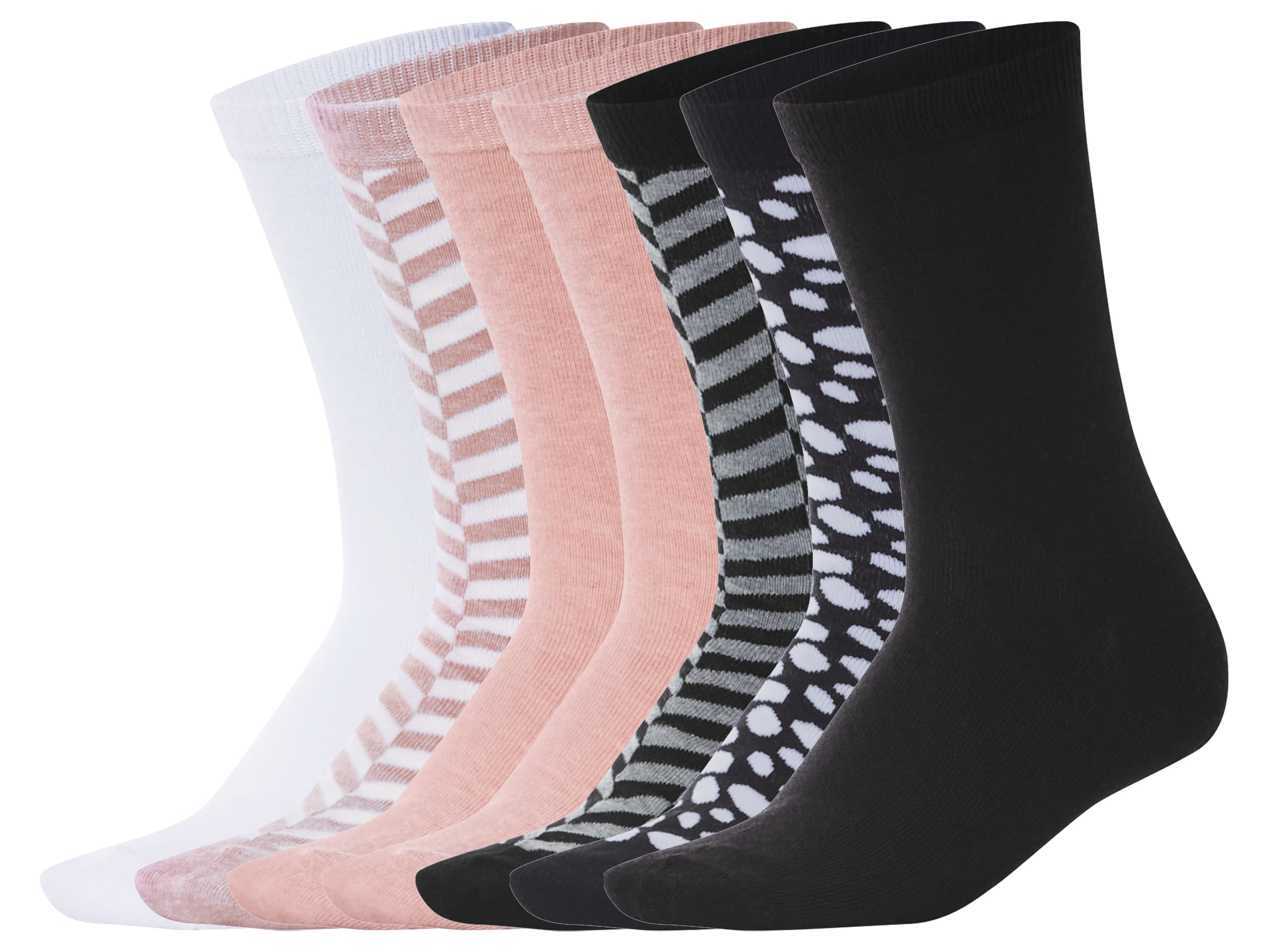 esmara® Dámske ponožky, 7 párov (bledoružová/biela/čierna, 39/42)