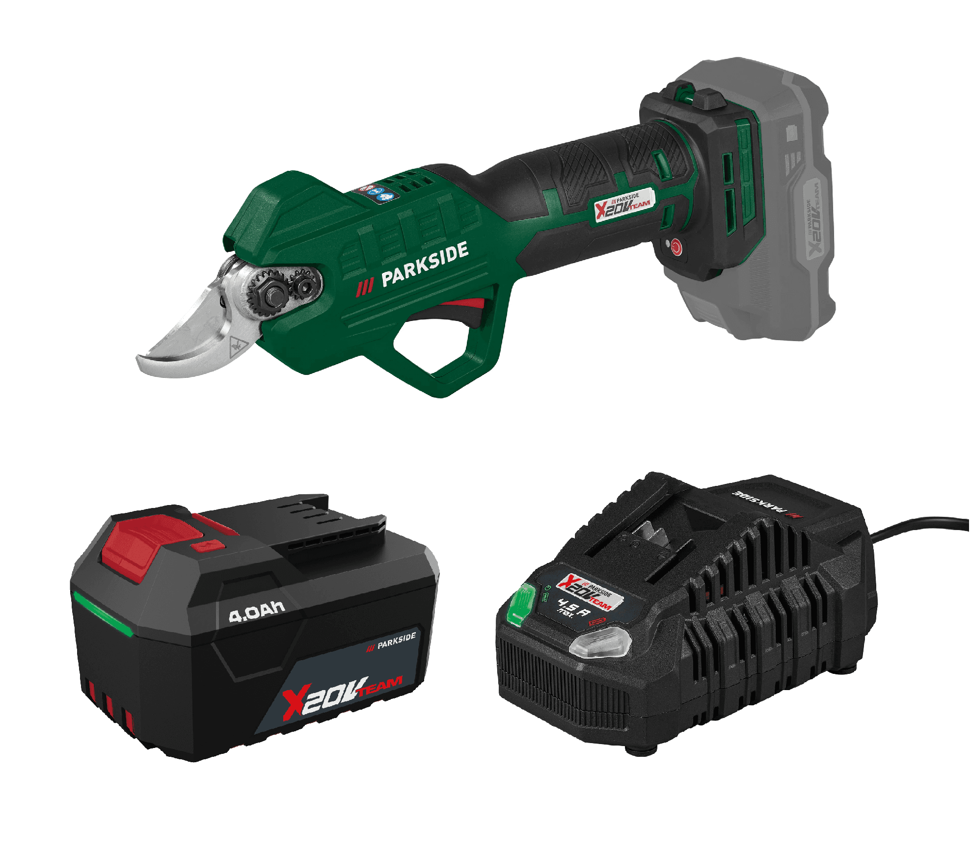 PARKSIDE® Aku nožnice na konáre 20 V PAAS 20-Li B1 + Rýchlonabíjačka akumulátora 20 V/4,5 A + Akumulátor 20 V/4 Ah 1