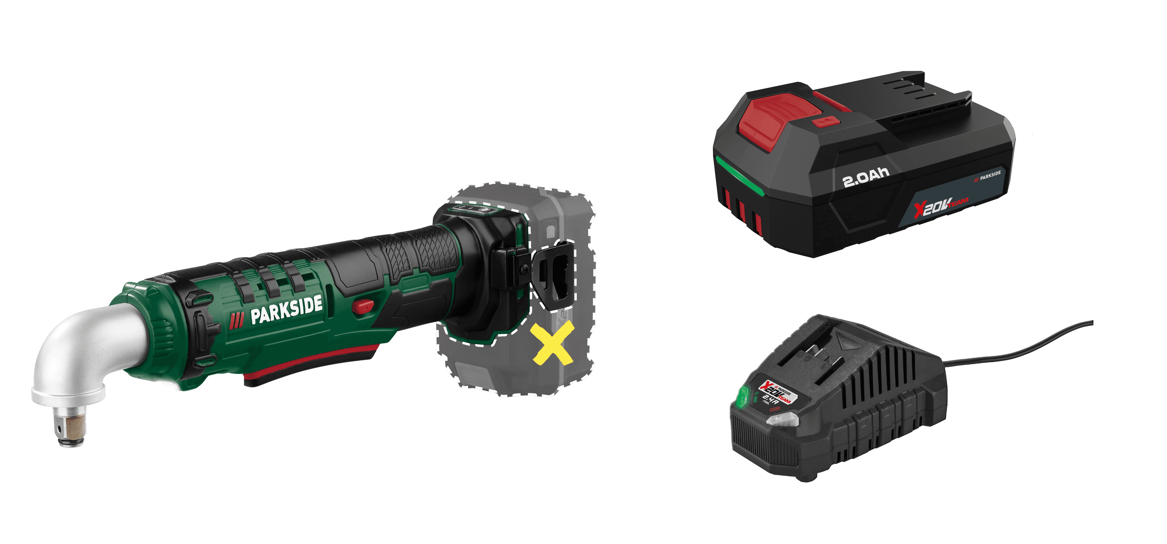 PARKSIDE® Aku uhlový rázový uťahovák 20 V PAWS 20 A1 + Akumulátor 20 V/2 Ah PAP 202 A1 + Nabíjačka 20 V/2,4 A PLG 20 C1 1