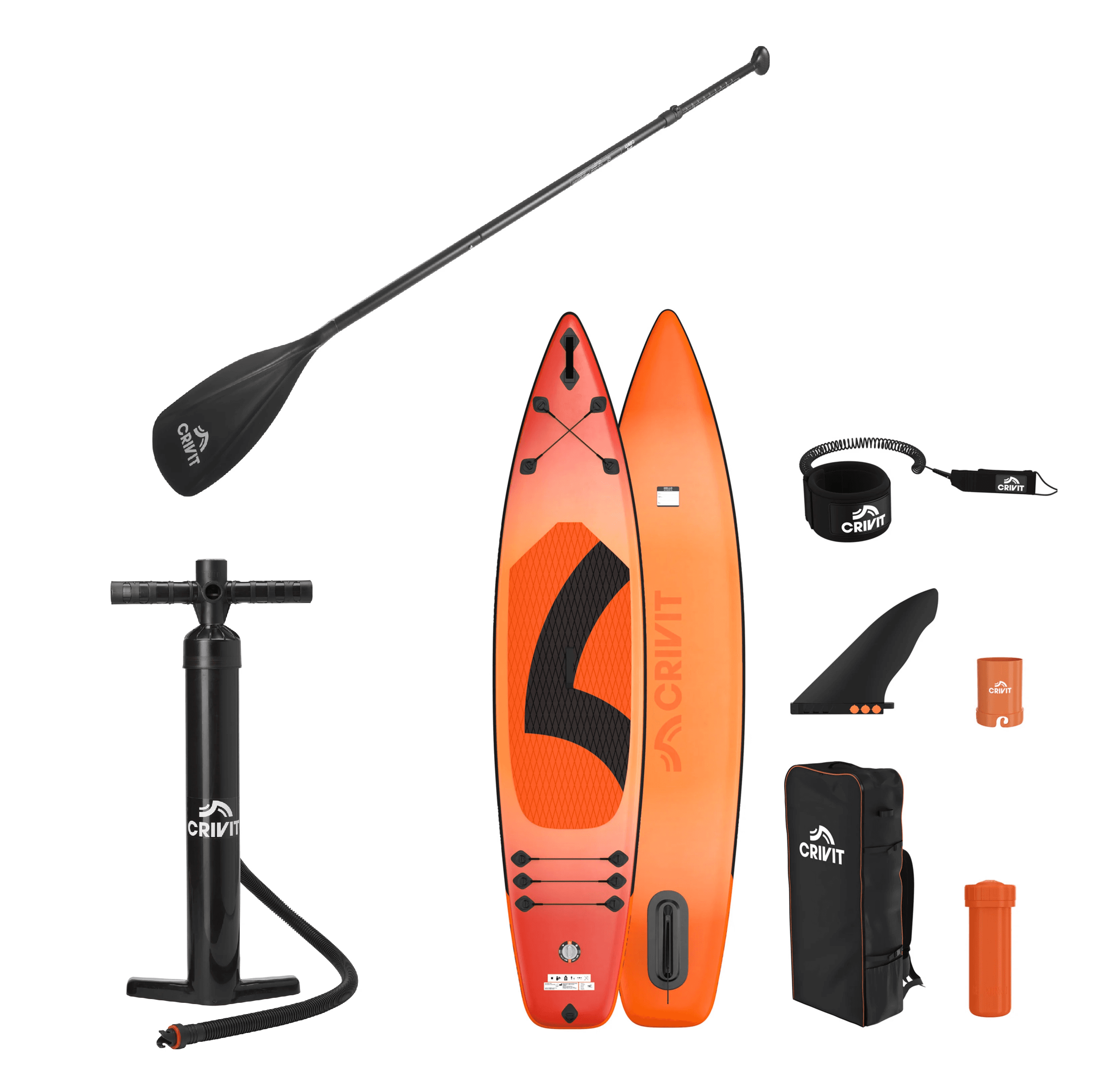 CRIVIT Jednokomorový paddleboard Touring + Pumpa na paddleboard + Pádlo na paddleboard 1