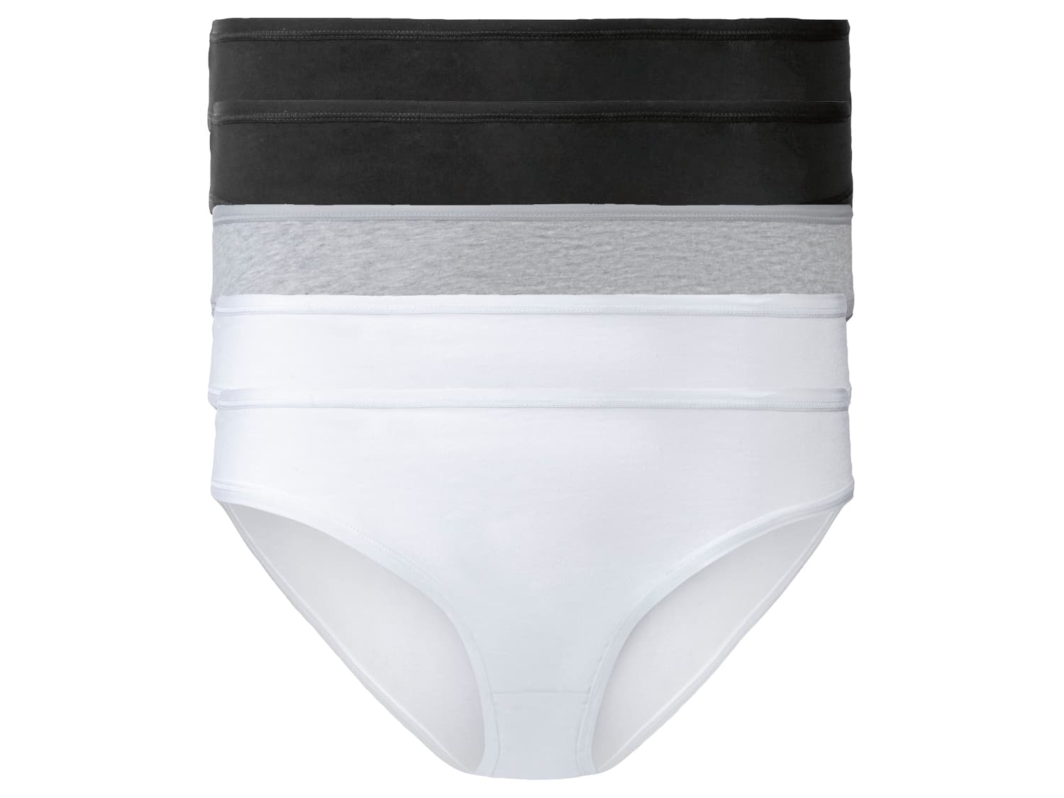 esmara® Dámske bavlnené nohavičky, 5 kusov (XS (32/34), čierna/sivá/biela)