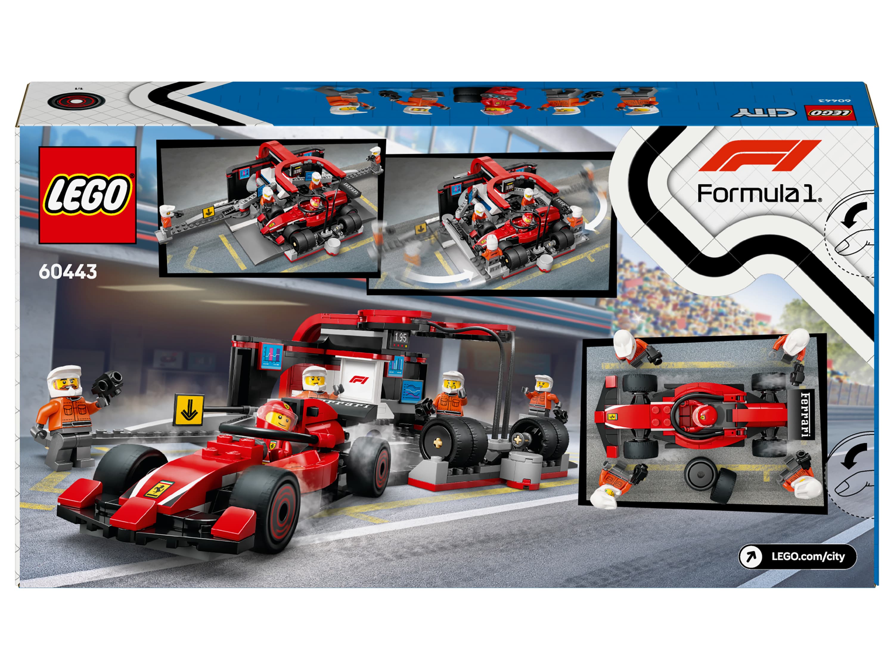 LEGO® CITY 60443 Zastávka v F1® a Pit Crew s autom Ferrari