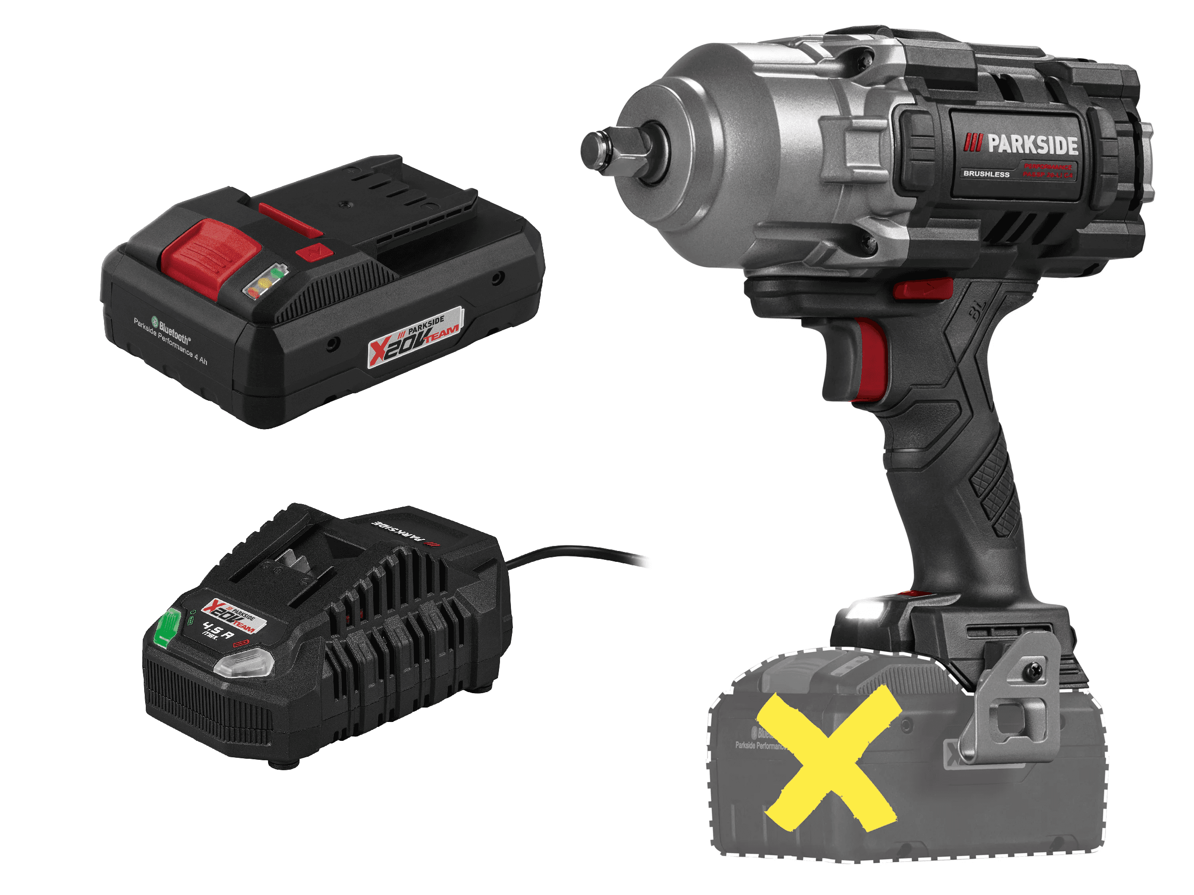 PARKSIDE® Aku rázový uťahovák 20 V PASSP 20-Li C4 + Smart akumulátor 20 V/4 Ah + Rýchlonabíjačka 20 V/4,5 A