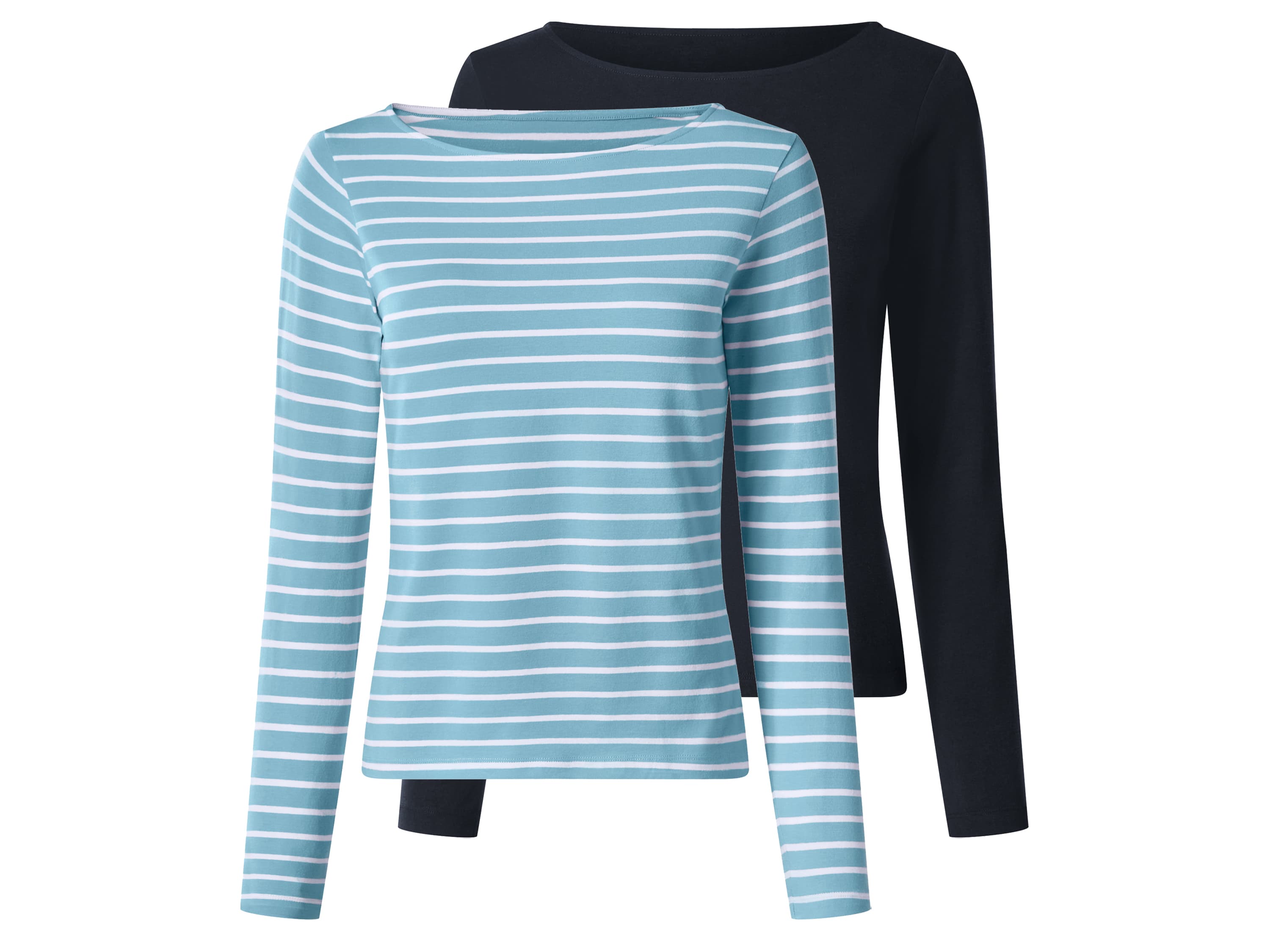 esmara® Dámske tričko s dlhým rukávom, 2 kusy (navy modrá/modrá, XS (32/34)) 1