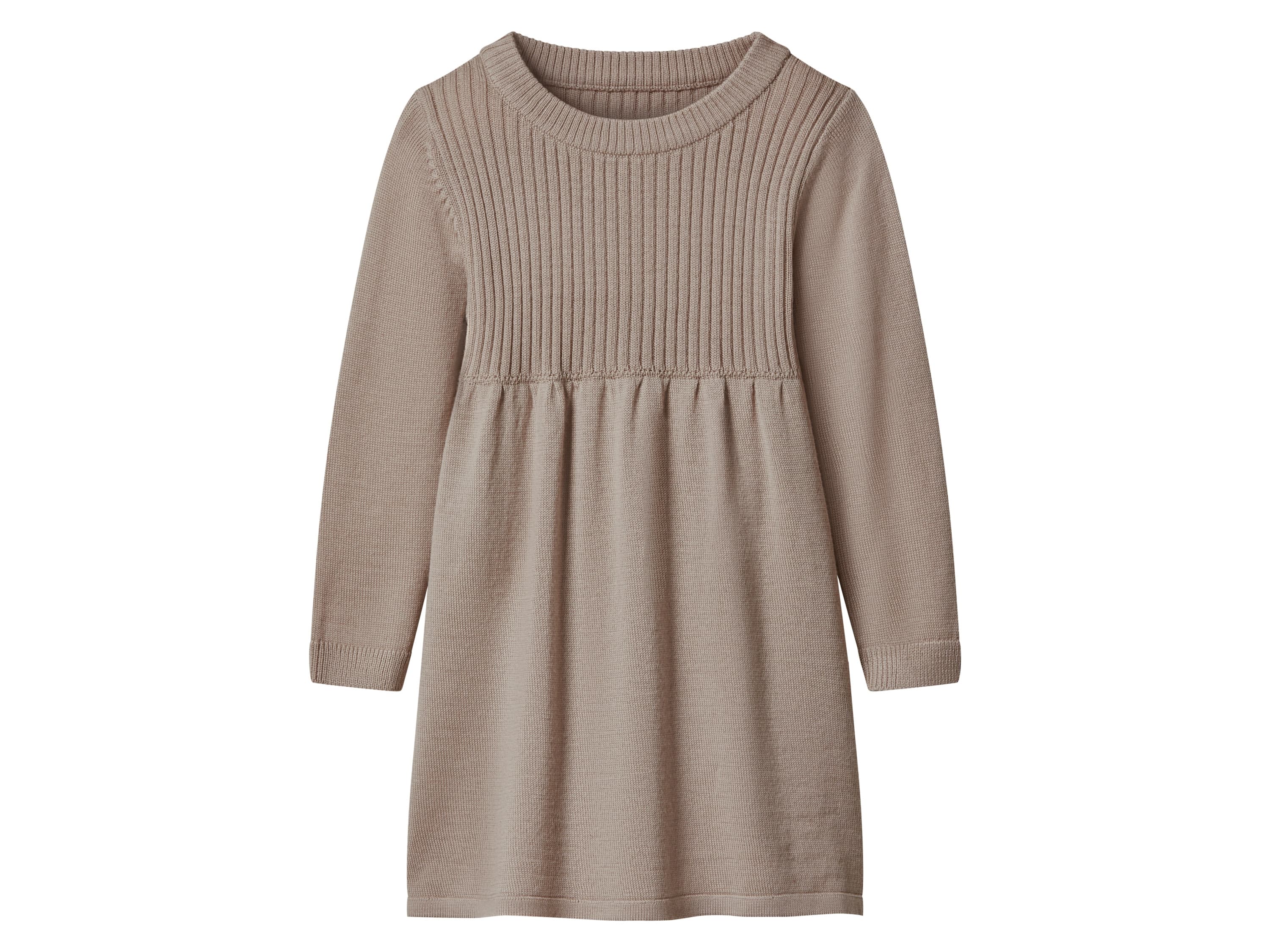lupilu® Dievčenské pletené šaty s merino vlnou Premium (béžová, 122/128)