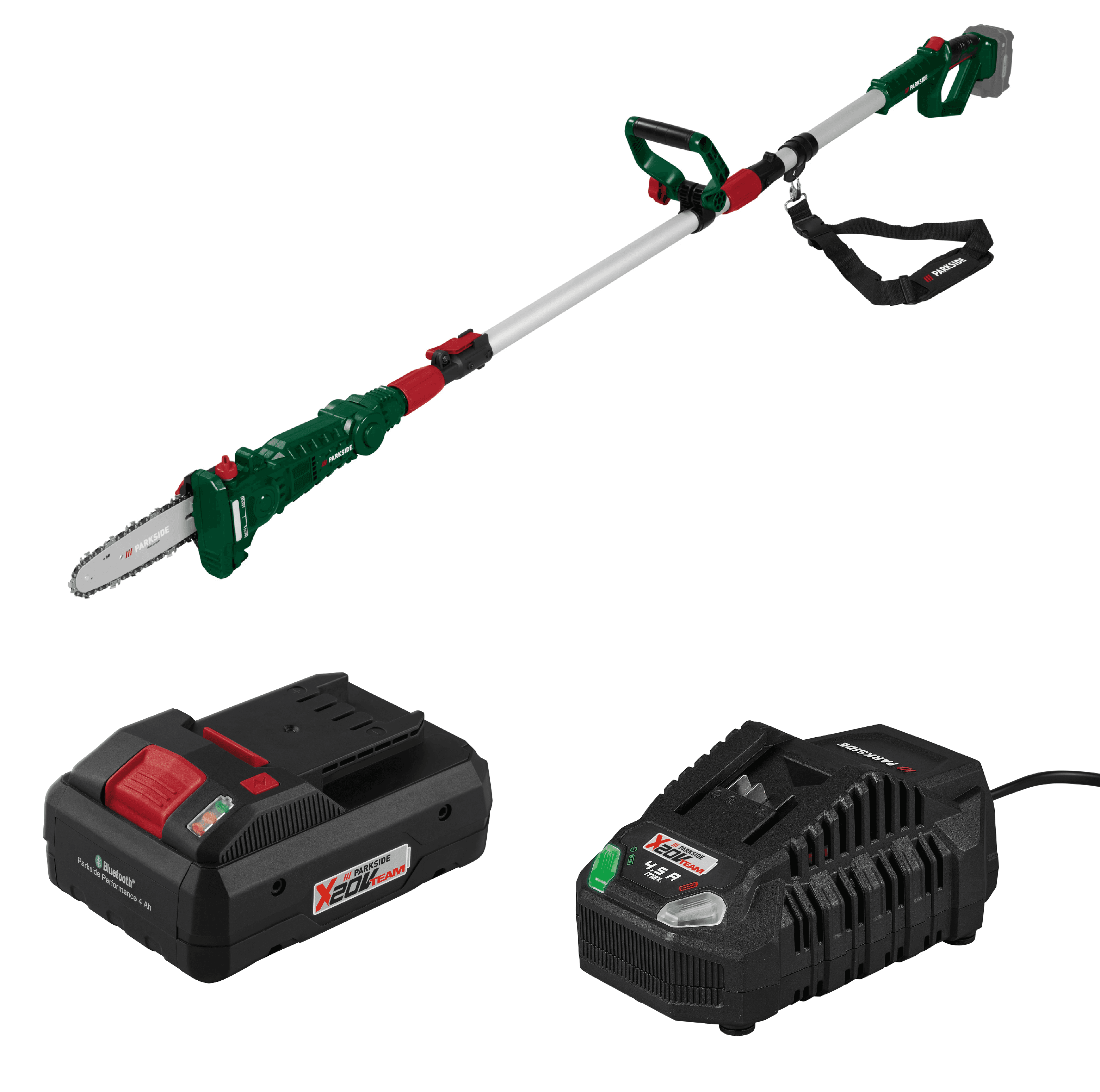 PARKSIDE® Aku odvetvovač 20 V PAHE E6 + Smart akumulátor 20 V/4 Ah PAPS 204 B1 + Rýchlonabíjačka akumulátora 20 V/4,5 A PLG 20 C3
