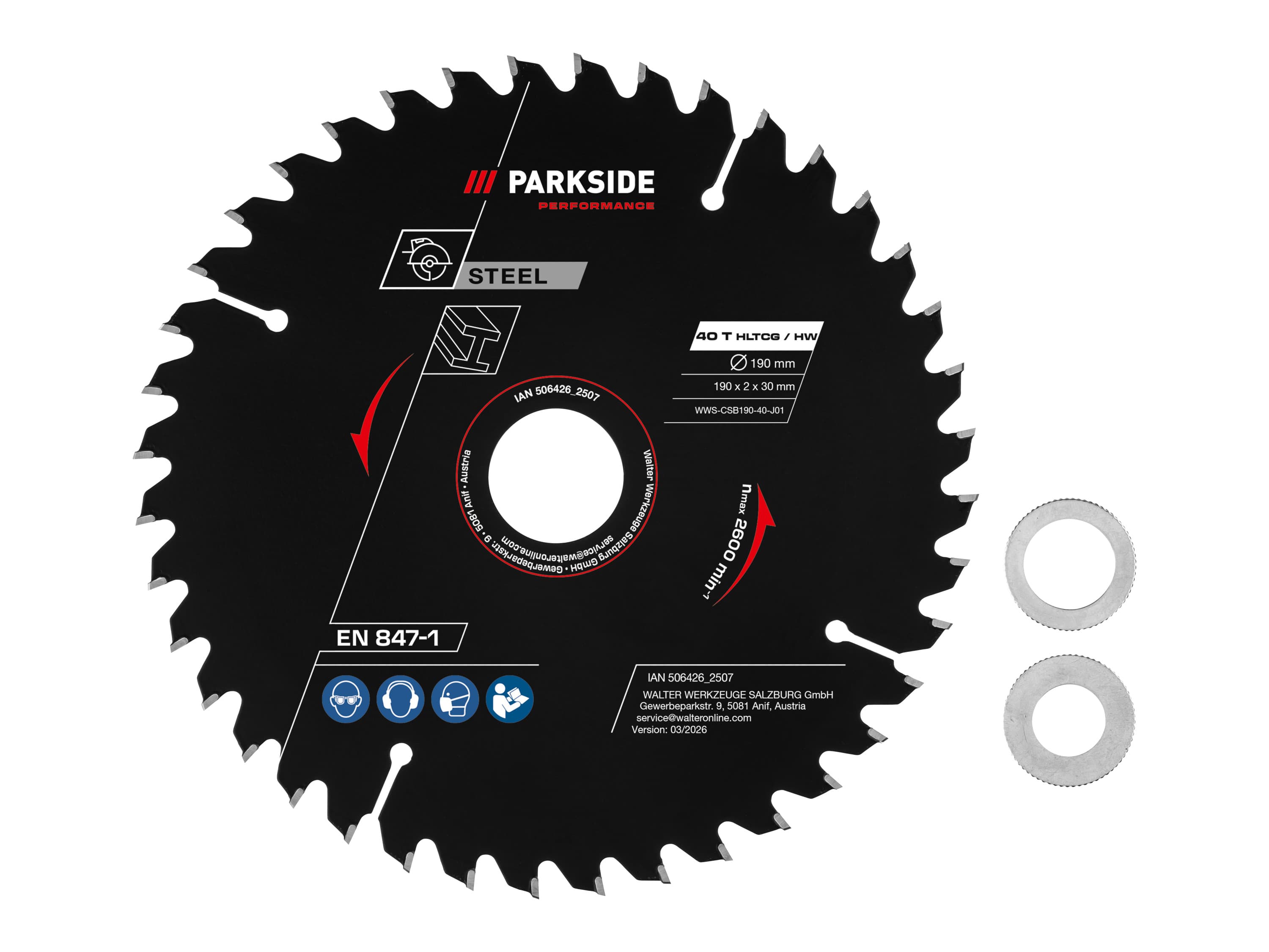 PARKSIDE PERFORMANCE® Pílový kotúč, 190 mm (oceľ, 40 zubov) 1
