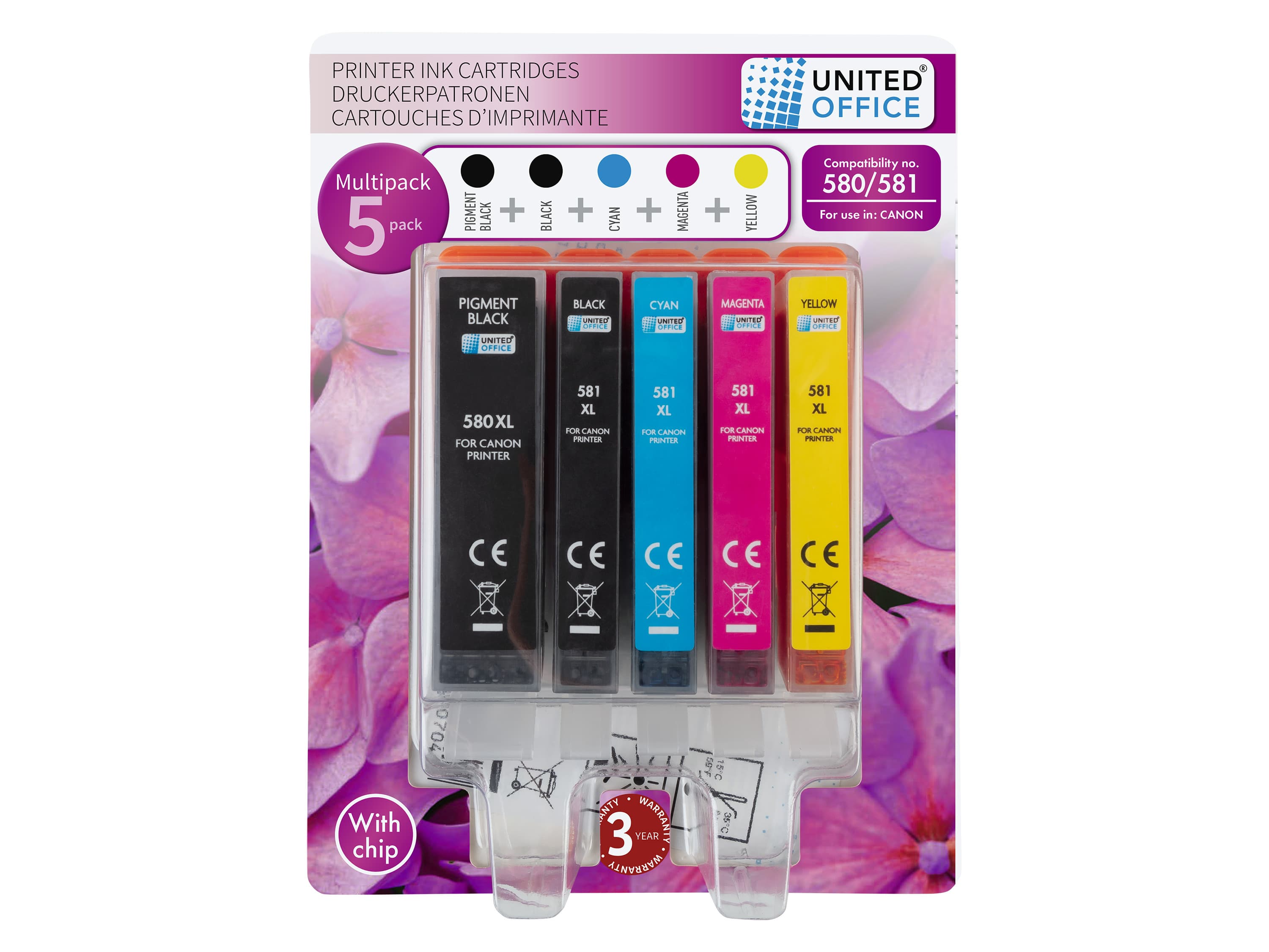 UNITED OFFICE® Náplne do tlačiarne Canon Multipack, 5 kusov (580/581) 1