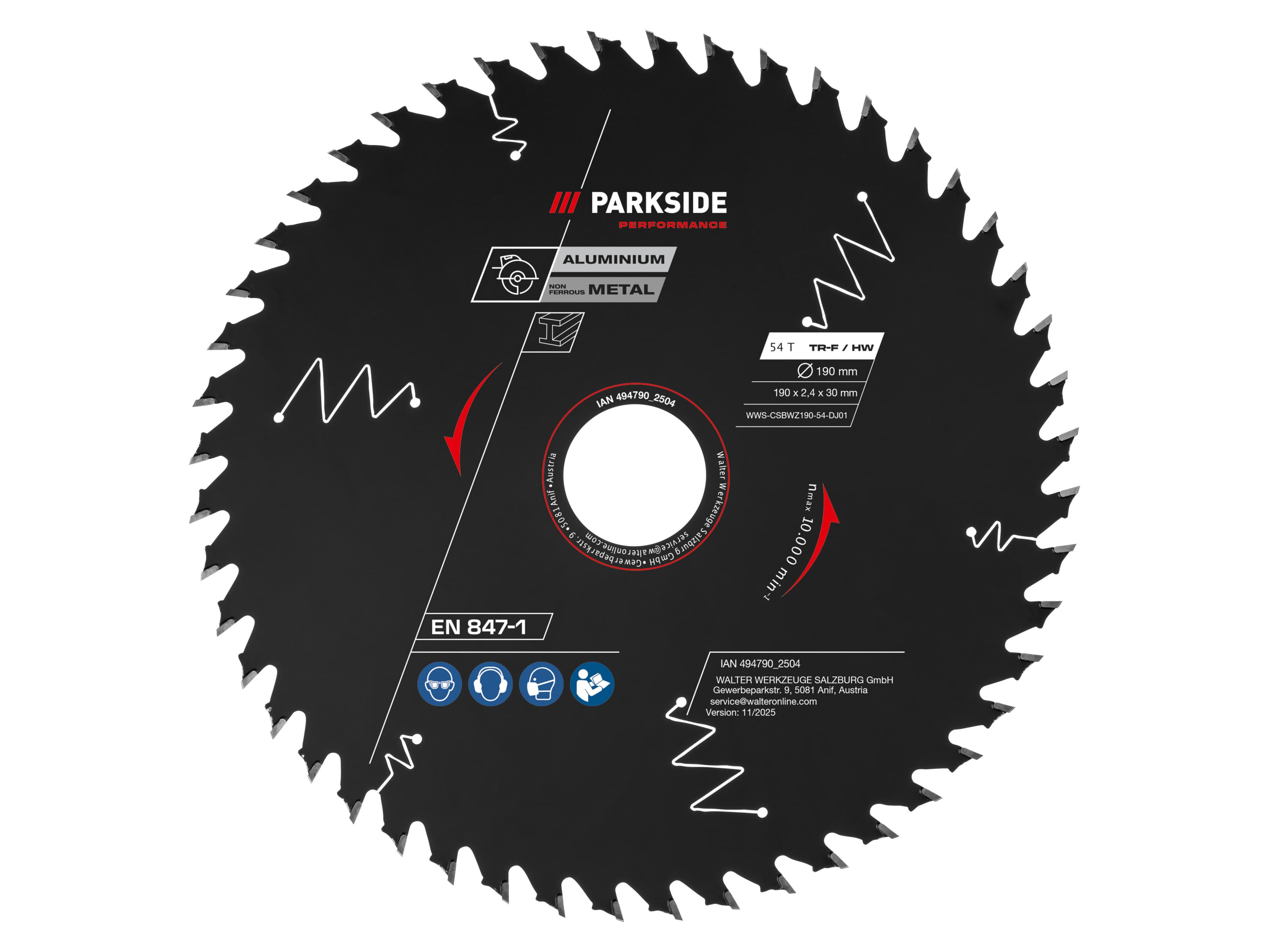 PARKSIDE PERFORMANCE® Pílový kotúč, 190 mm (univerzálny, 54 zubov) 1
