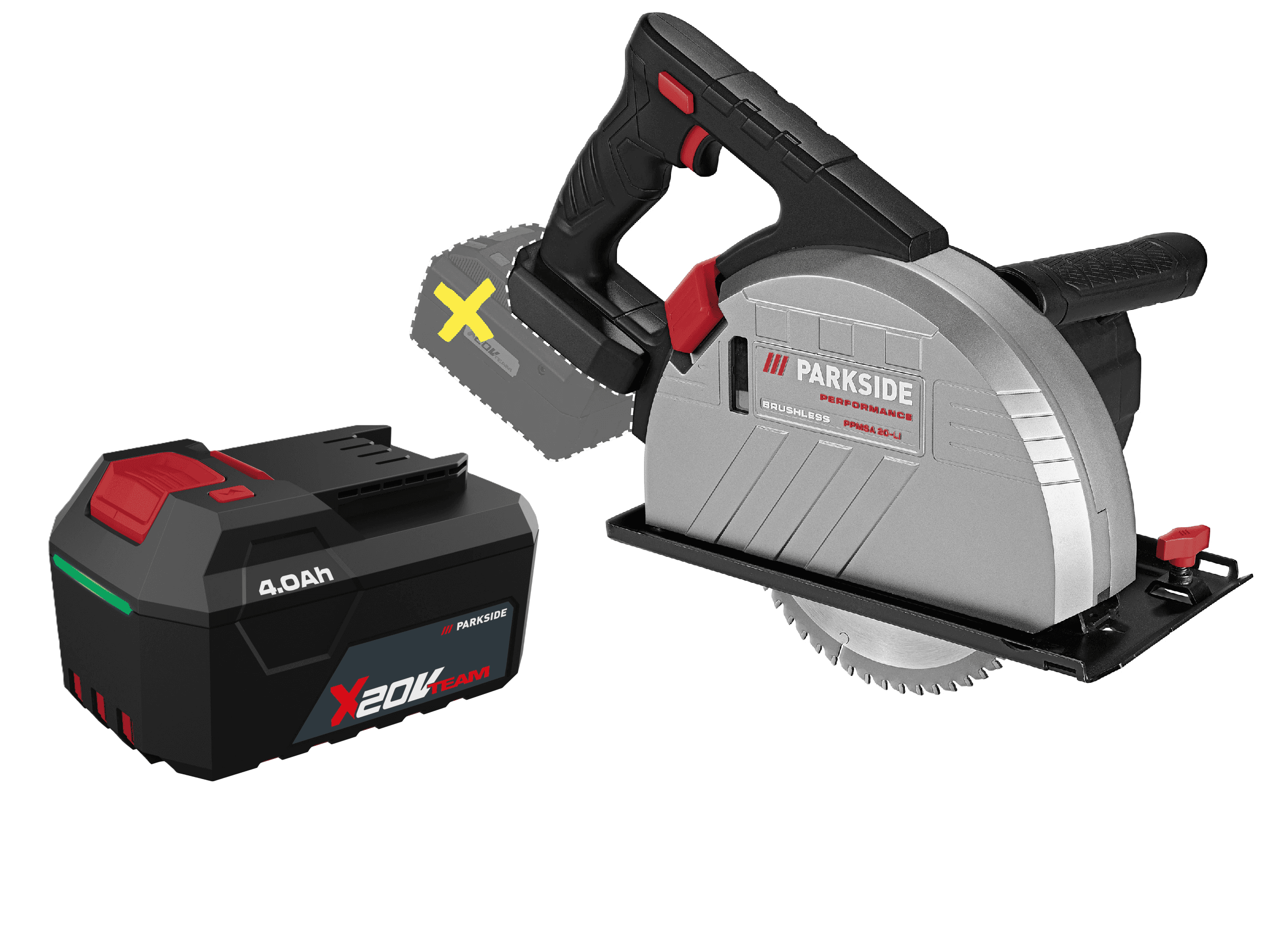 PARKSIDE PERFORMANCE® Aku ručná kotúčová píla na kov PPMSA 20-Li A1 + Akumulátor 20 V/4 Ah 1