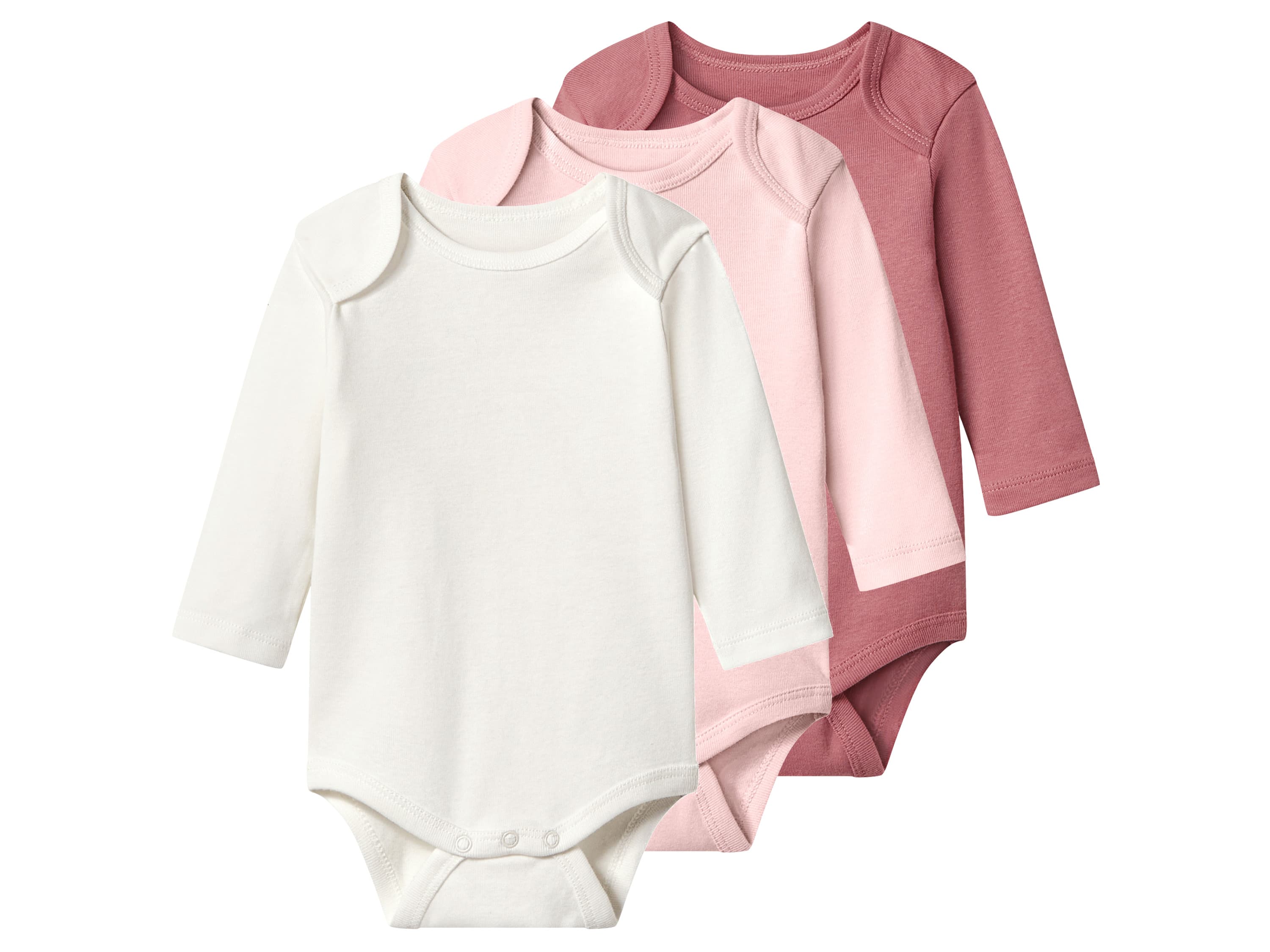 lupilu® Detské body pre bábätká, 3 kusy (ružová/biela, 62/68) 1