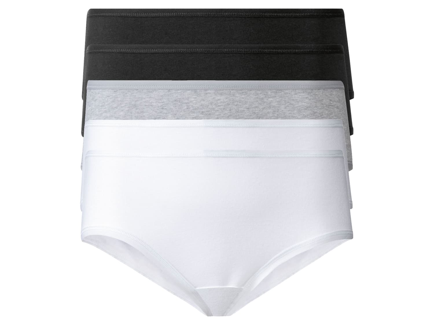esmara® Dámske bedrové nohavičky, 5 kusov (čierna/sivá/biela, S (36/38)) 1
