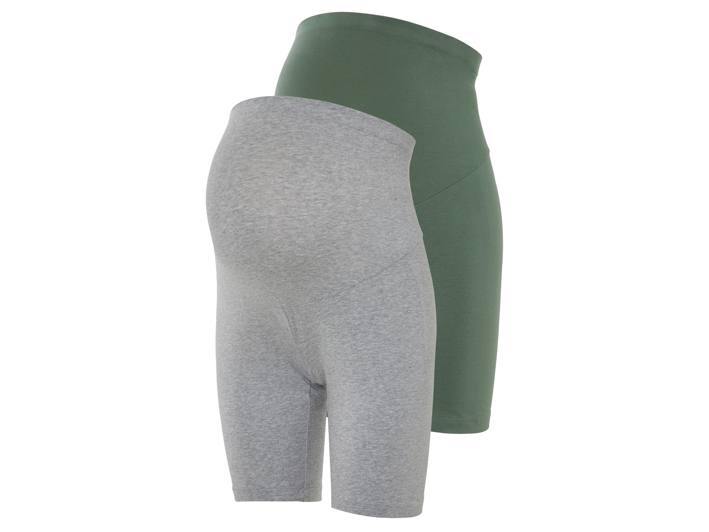 ESMARA® Dámske tehotenské krátke legíny, 2 kusy (zelená/sivá, XS (32/34)) 1