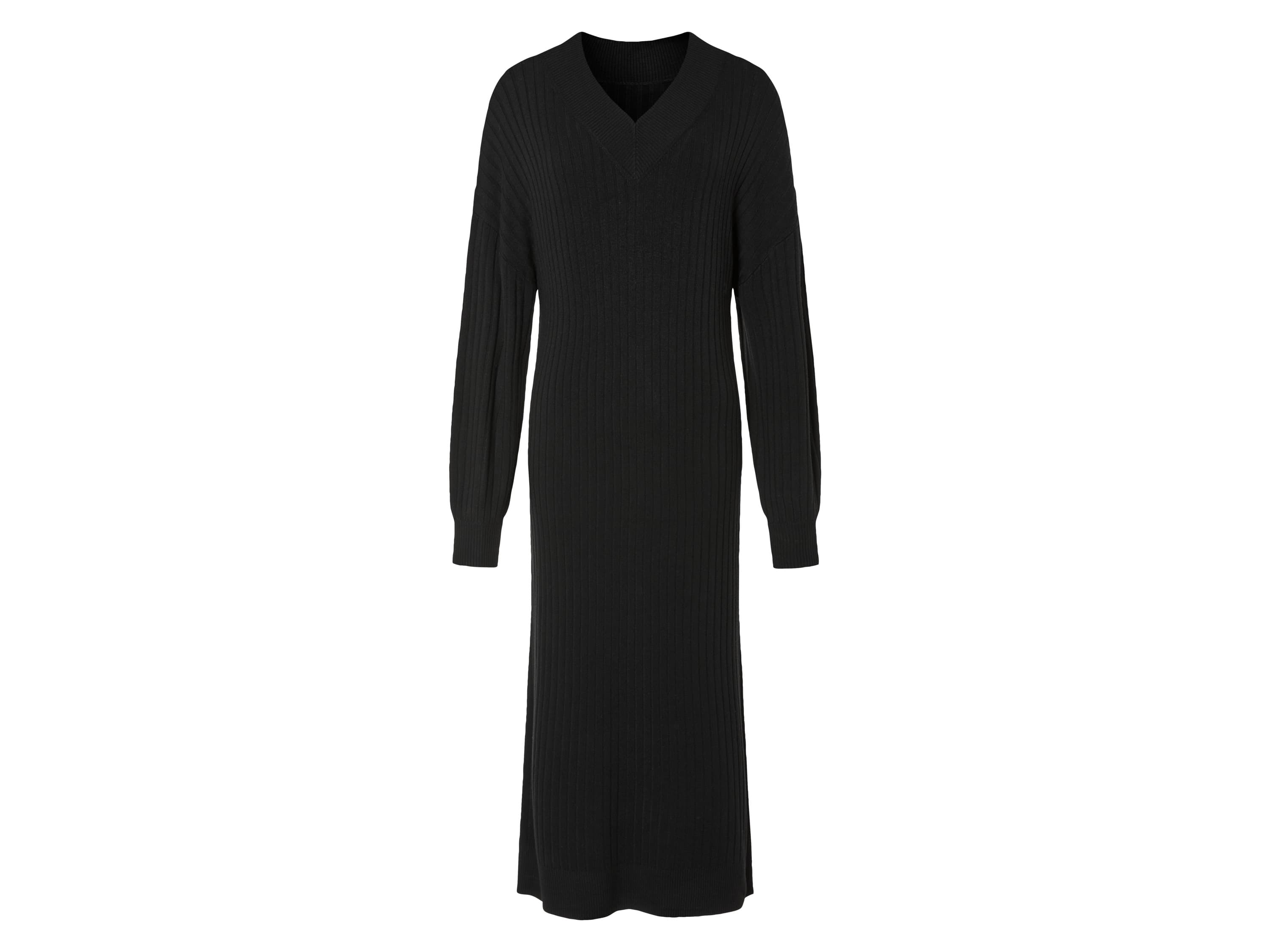 esmara® Dámske midi úpletové šaty (S (36/38), čierna)