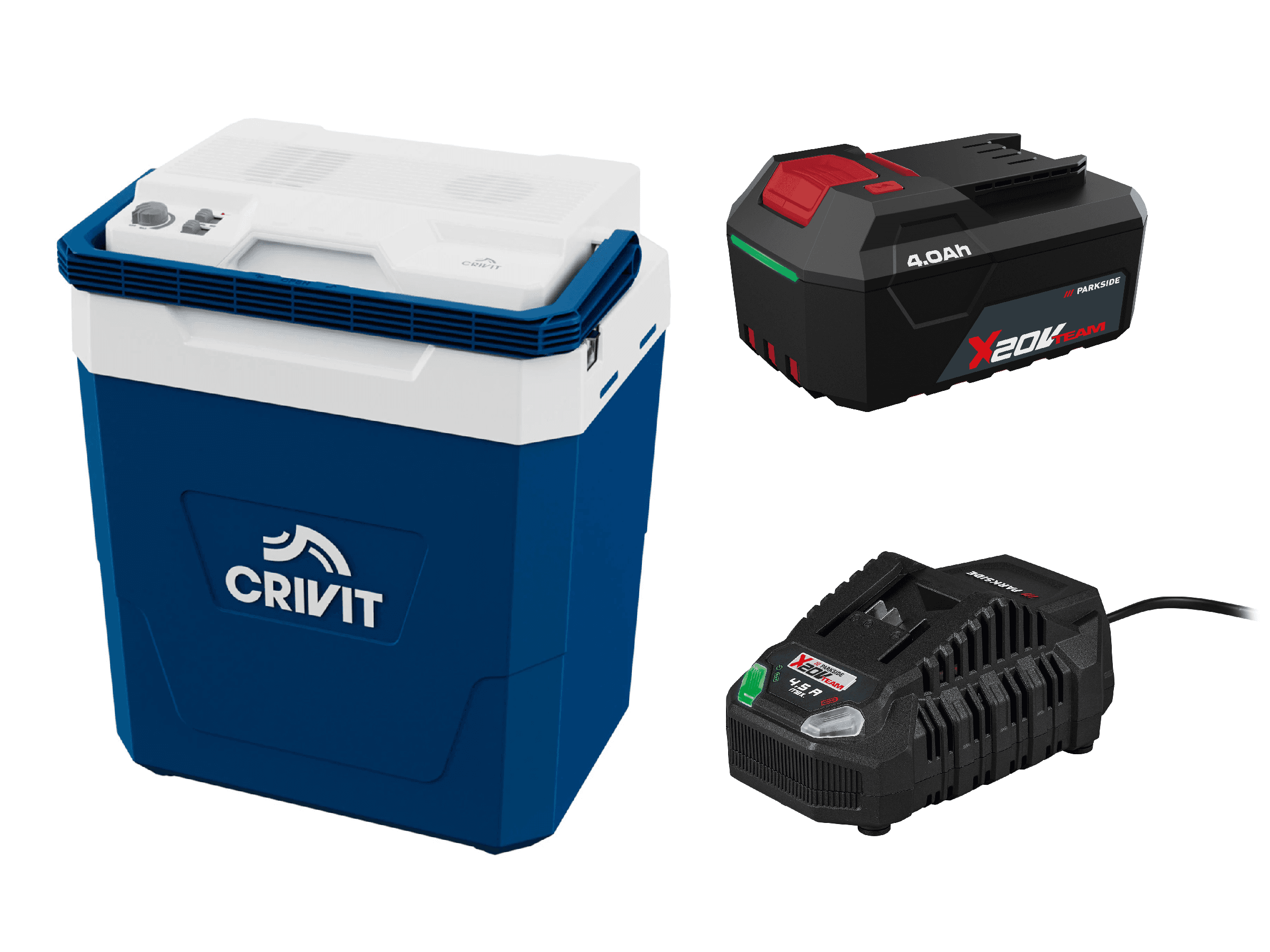 CRIVIT Mobilný aku chladiaci box 20 V CKB 20-Li A1 /CSKB 20-Li A1 + Akumulátor 20 V/4 Ah + Rýchlonabíjačka 20 V/4,5 A