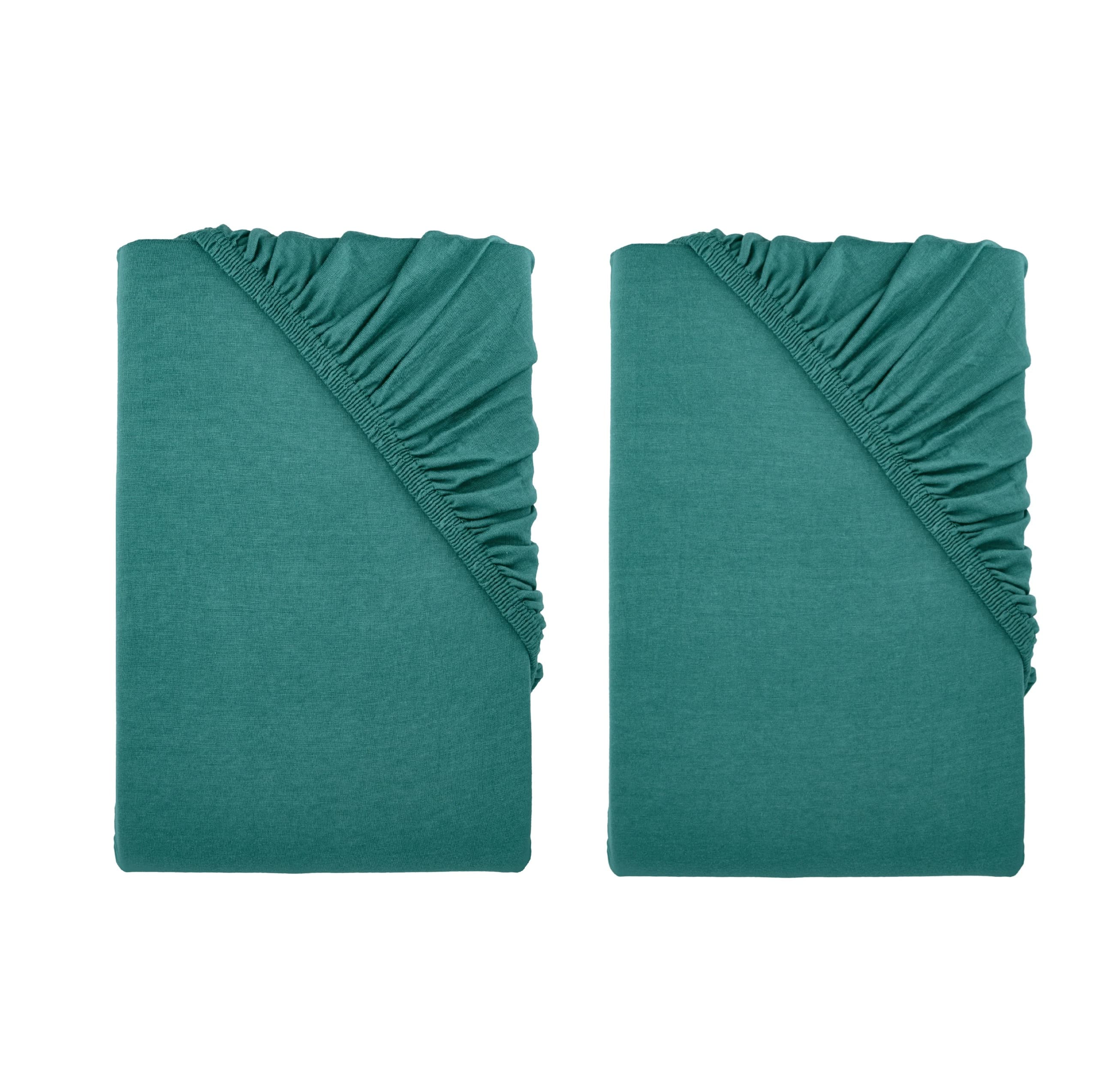 LIVARNO® Napínacia džersejová plachta, 90 – 100 x 200 cm, tmavozelená, 2 kusy