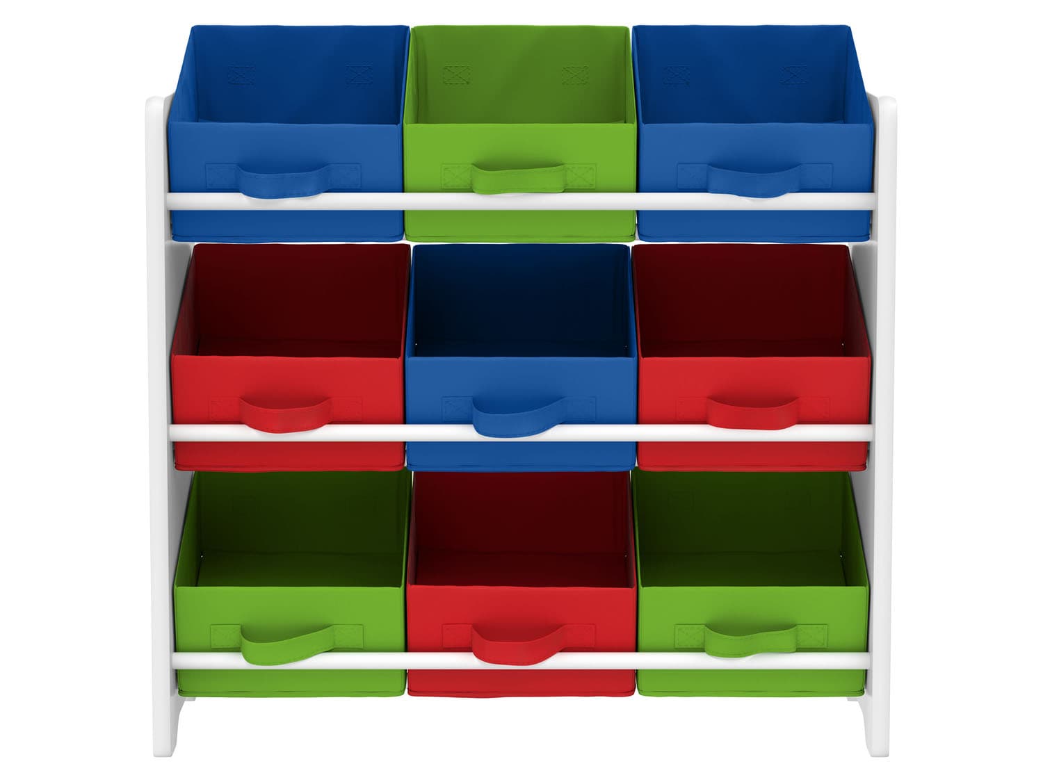 LIVARNO home Skladovací regál s 9 textilnými boxami (zelený/červený/modrý)
