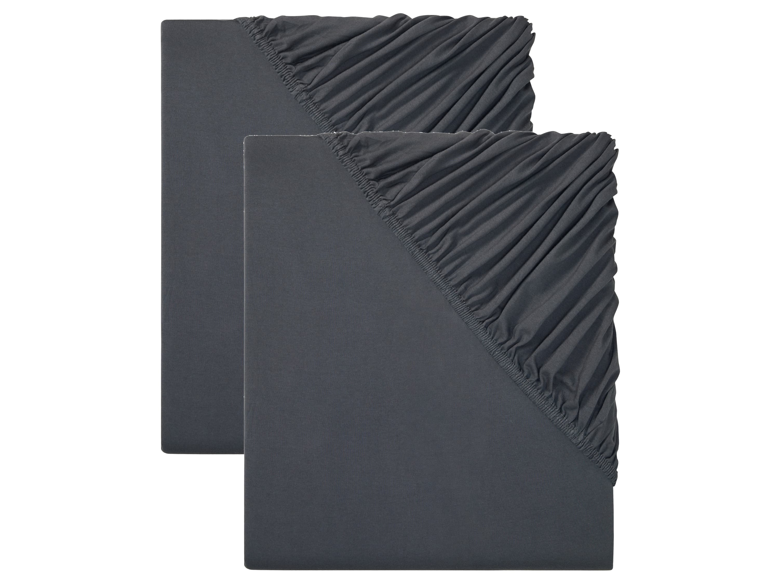 LIVARNO home Džersejová napínacia plachta, 90 – 100 x 200 cm, 2 kusy (tmavosivá)