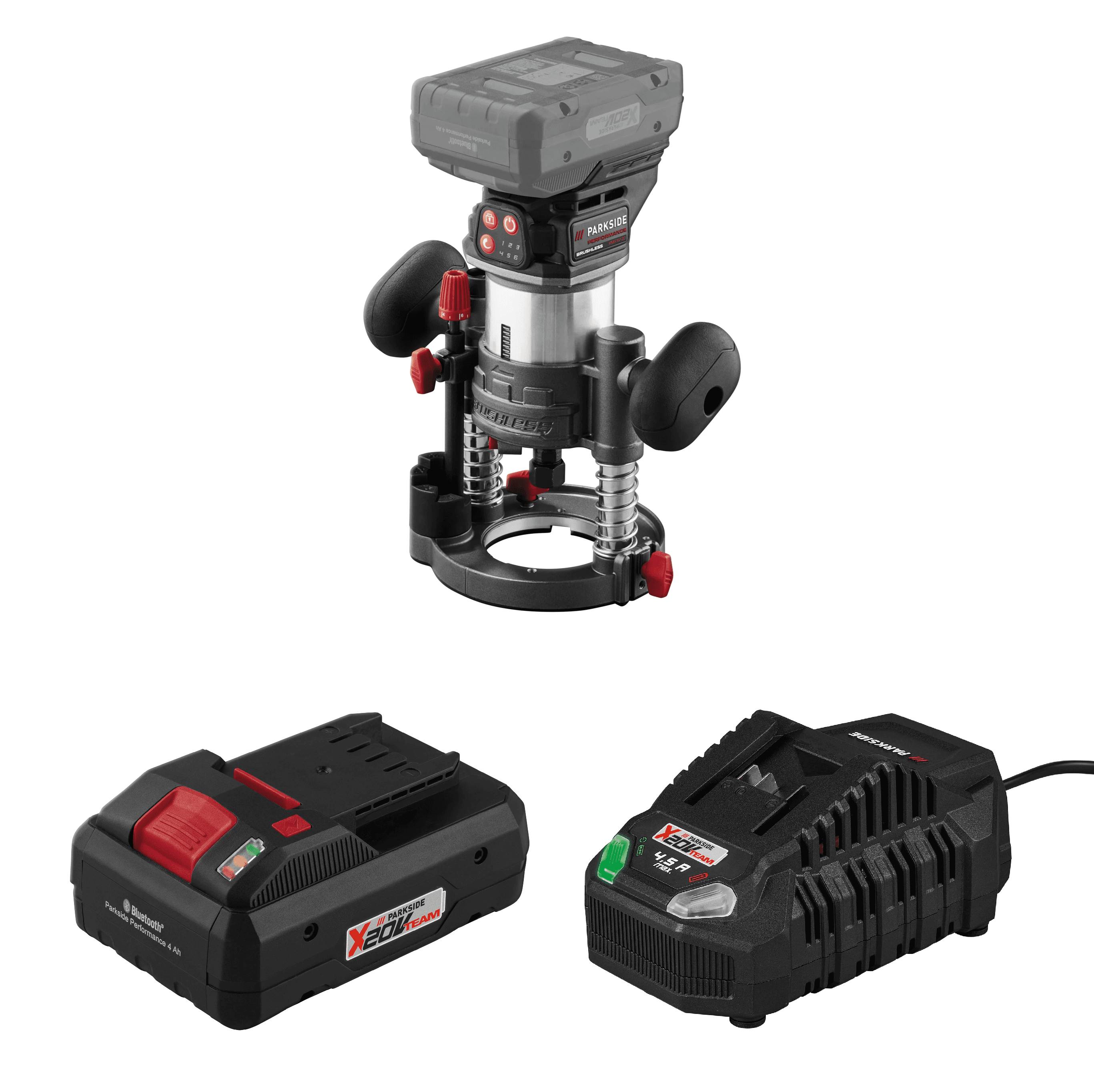PARKSIDE PERFORMANCE® Aku multifunkčná fréza 3 v 1 PMFAP 20-Li B2 + Smart akumulátor 20 V/4 Ah + Rýchlonabíjačka akumulátora 20 V/4,5 A 1