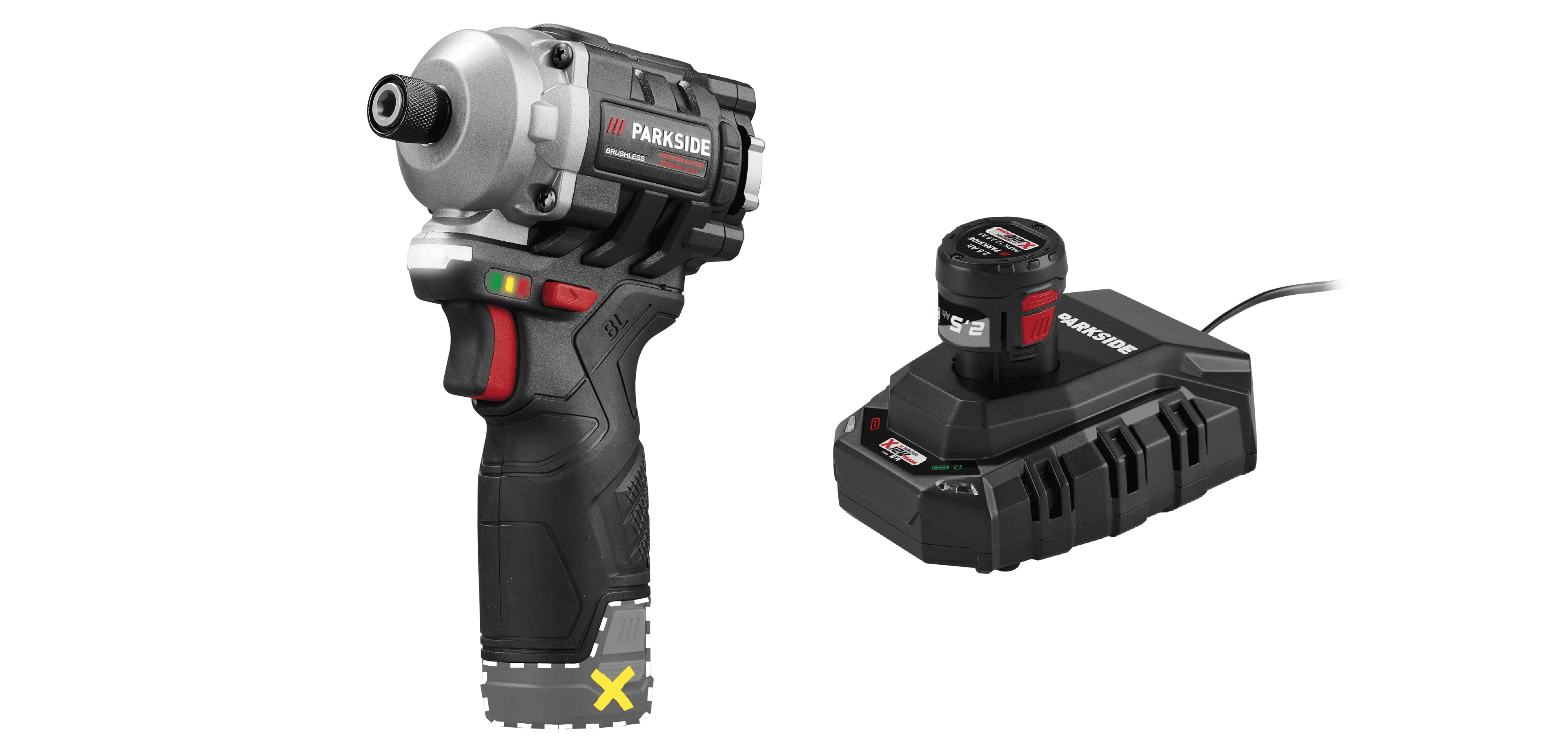 PARKSIDE PERFORMANCE® Aku rázový uťahovák 12 V PDSSAP 12 A1 + Akumulátor 12 V/2,5 Ah PAPK 12 2.5 B1 + Nabíjačka 6 A PLGK 12 6.0 B1 1