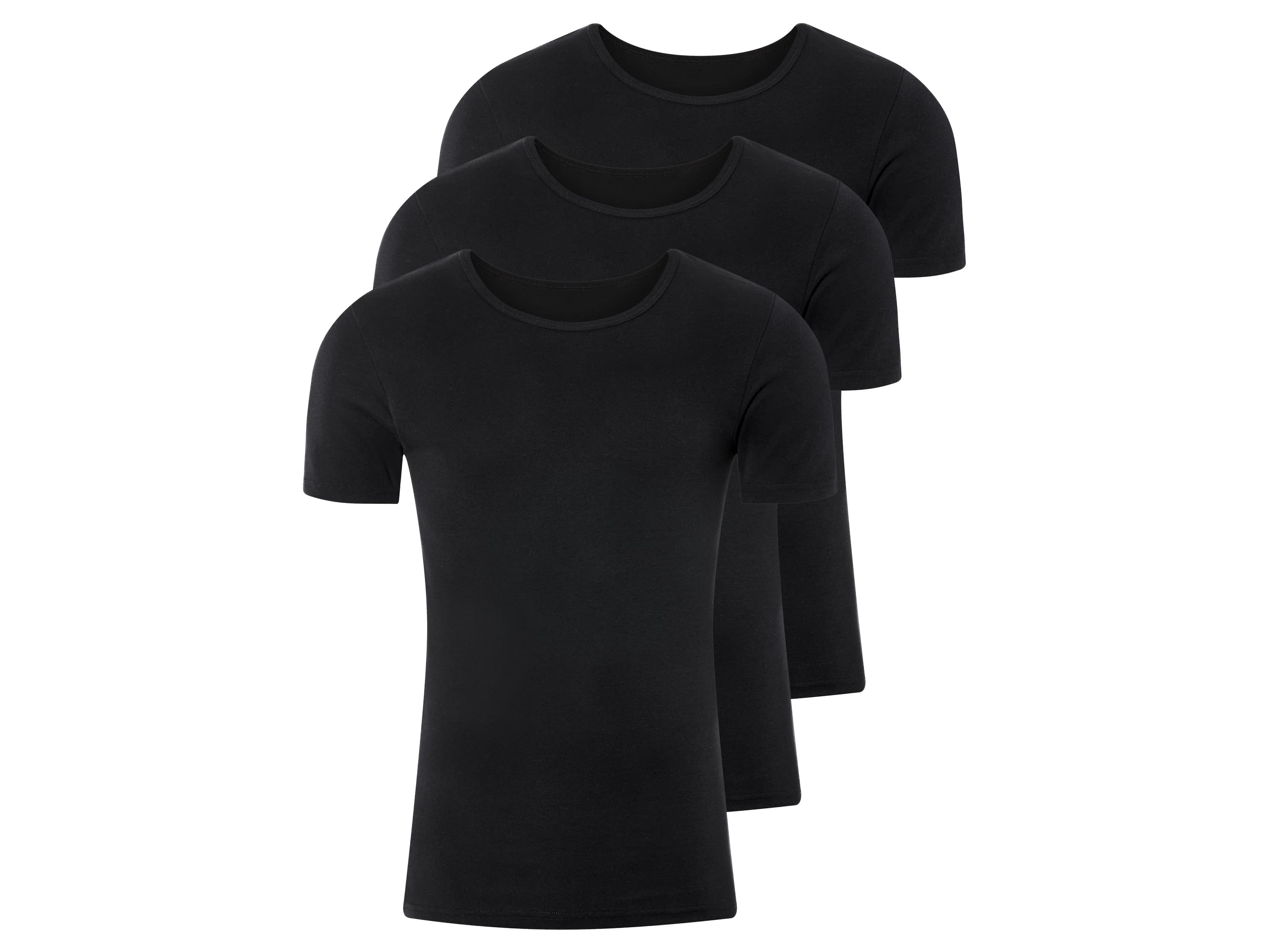 LIVERGY® Pánske spodné tričko, 3 kusy (okrúhly výstrih, čierna, S) 1