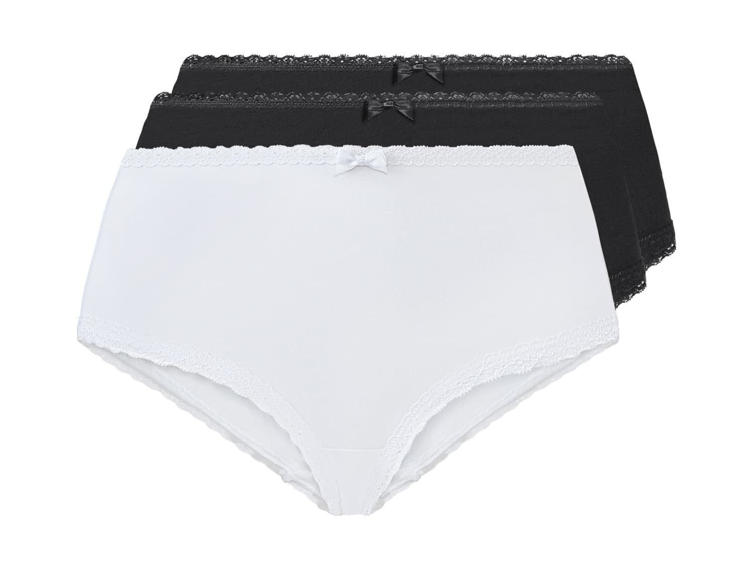 esmara® Dámske bedrové nohavičky, 3 kusy (S (36/38), čierna/biela)