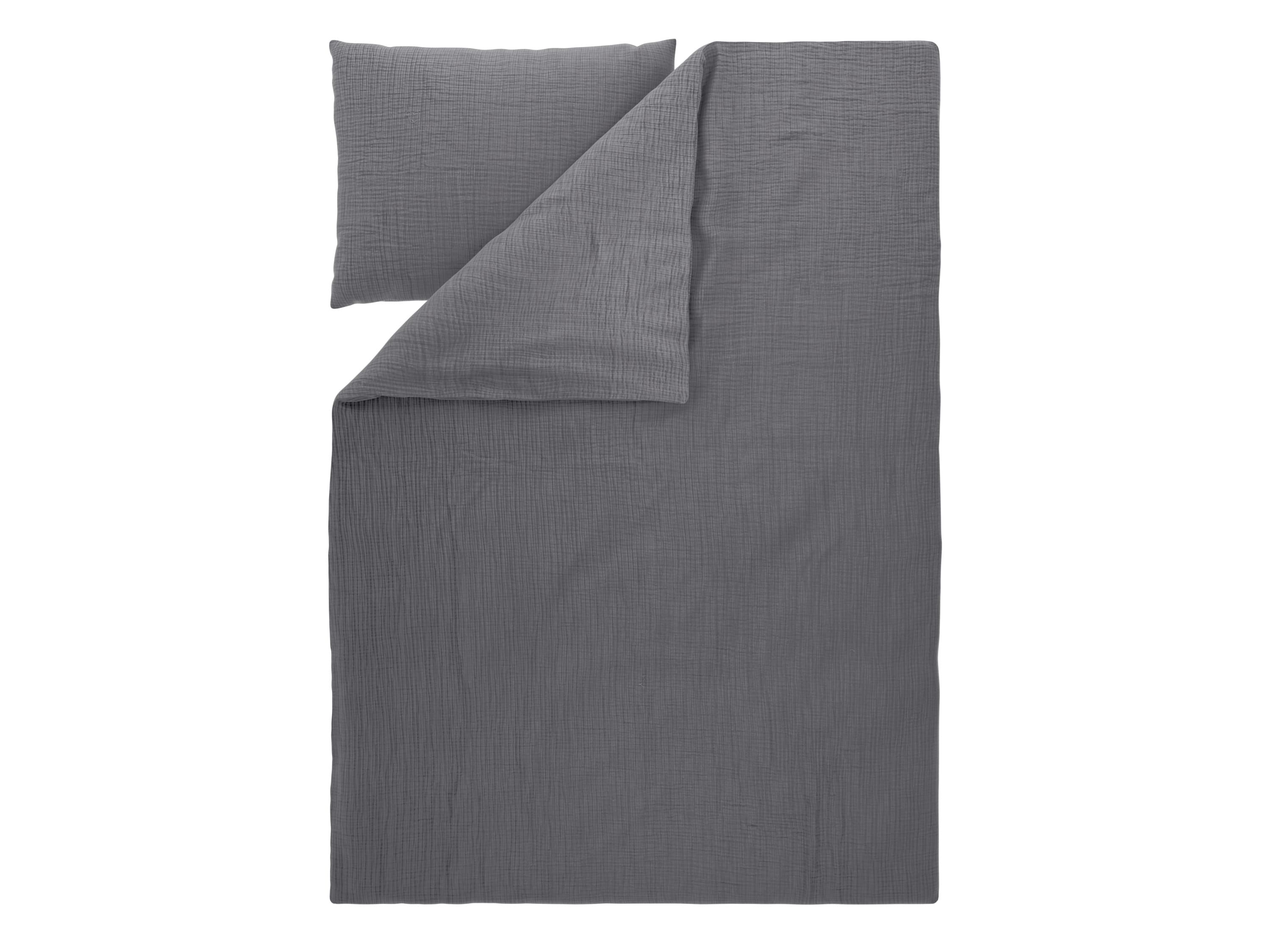 LIVARNO® Mušelínová posteľná bielizeň Premium, 140 x 200 cm (tmavosivá) 1