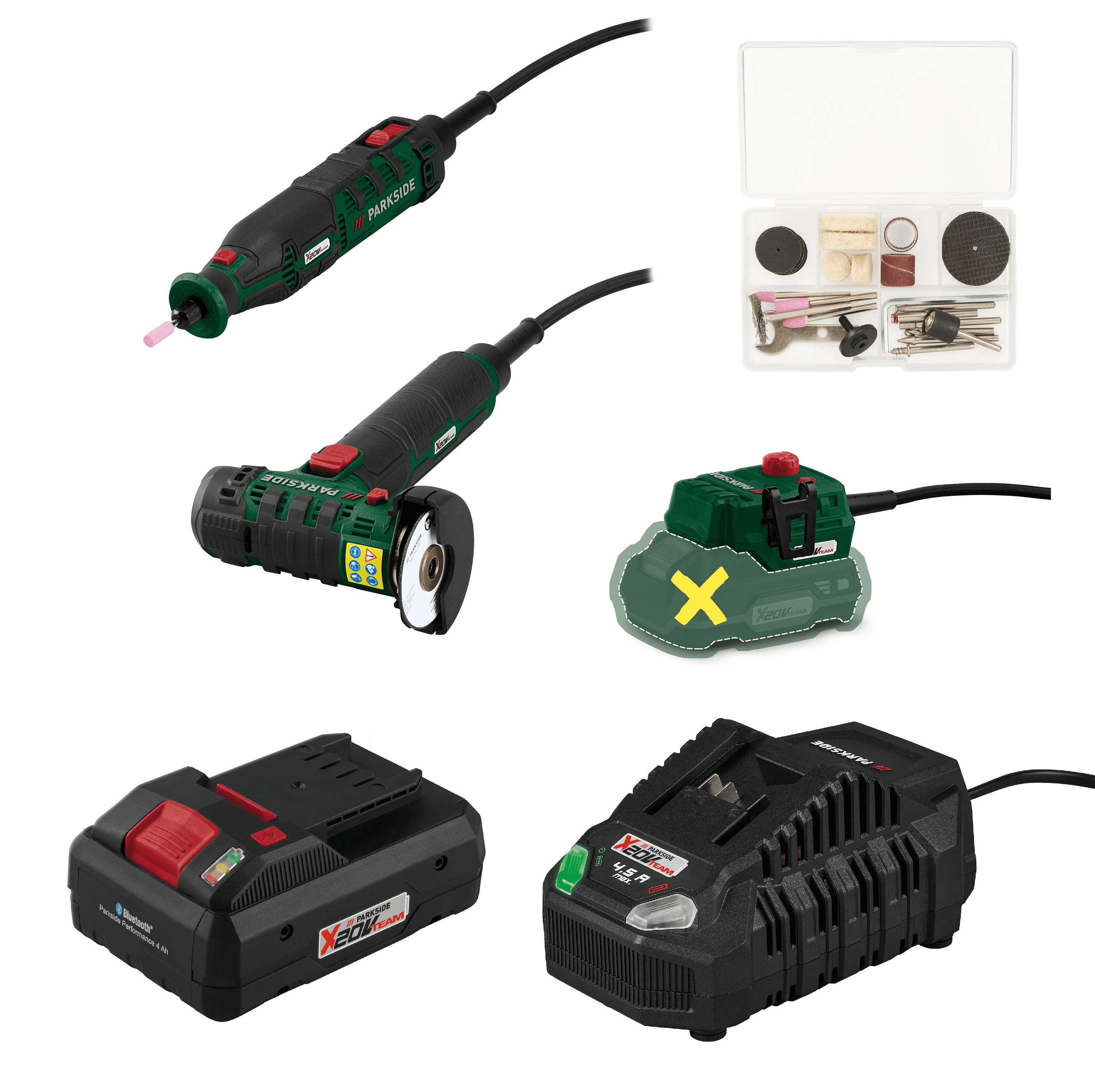 PARKSIDE® Aku modelárska súprava PMBSA 20-Li A1 + Smart akumulátor 20 V/4 Ah + Rýchlonabíjačka akumulátora 20 V/4,5 A 1