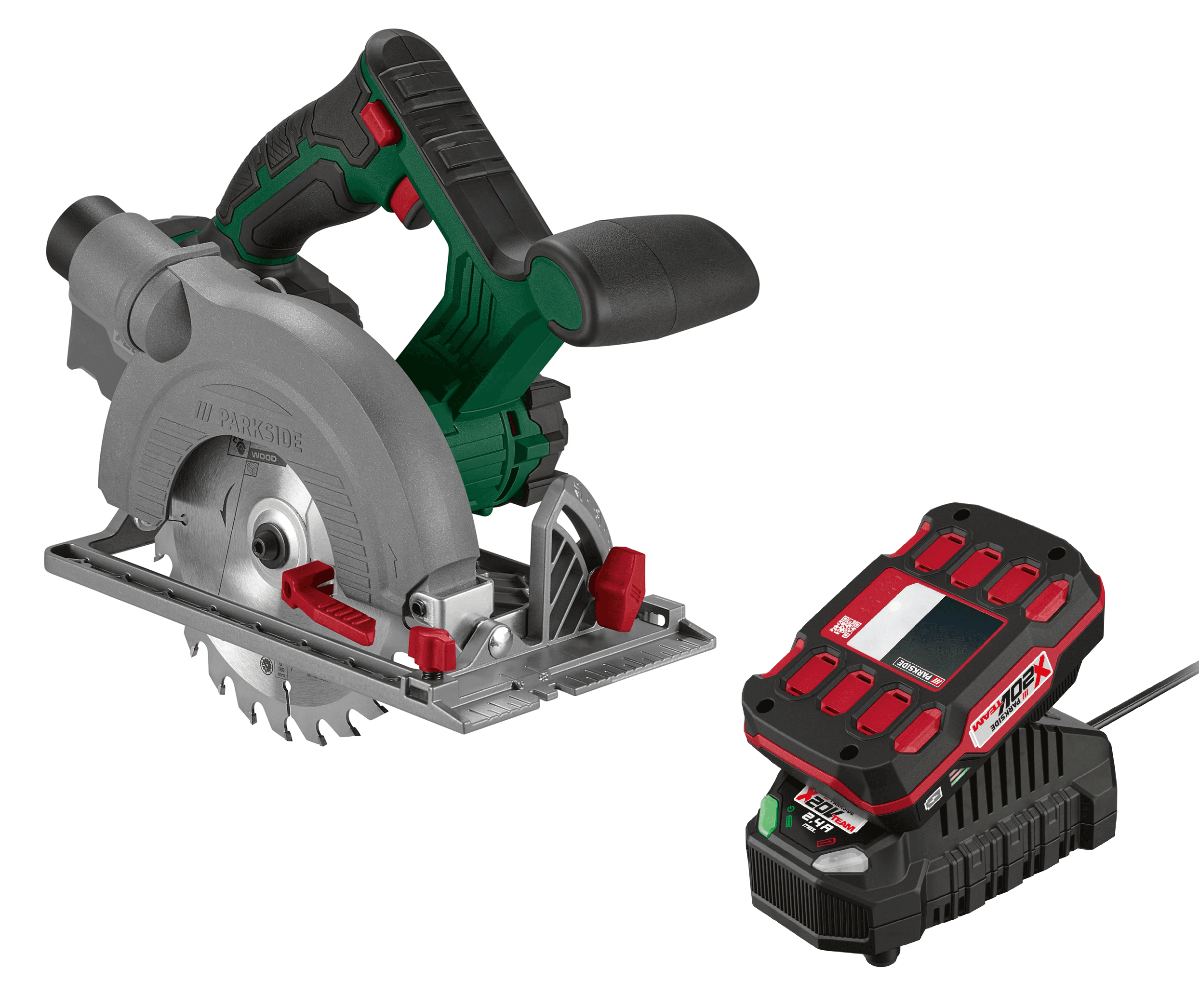 PARKSIDE® Aku ručná kotúčová píla 20 V PHKSA 20-Li C4 + Akumulátor 20 V/2 Ah PAP 20 B1 + Nabíjačka 20 V/2,4 A PLG 20 C1 1