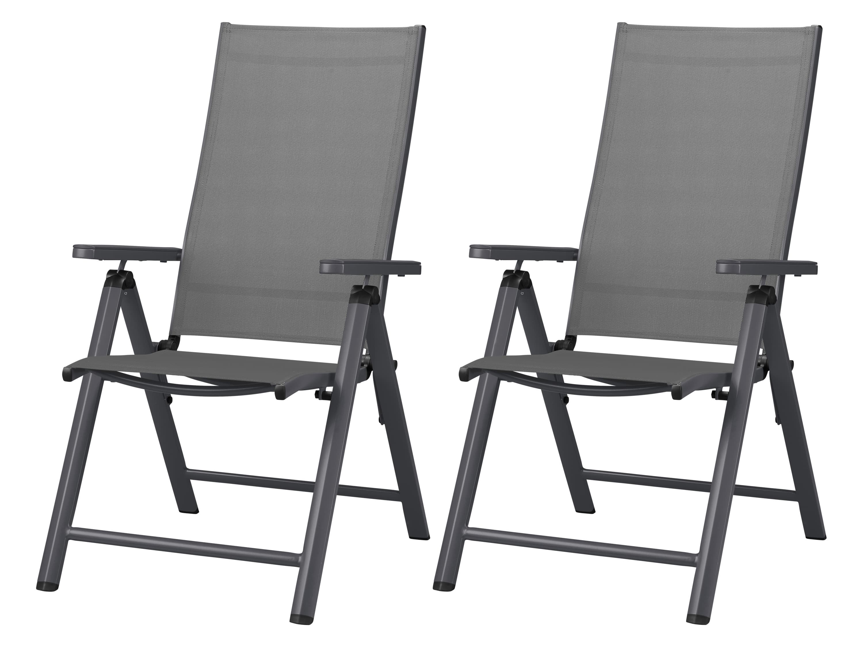 LIVARNO® Záhradné hliníkové kreslo Houston, 2 kusy, sivé