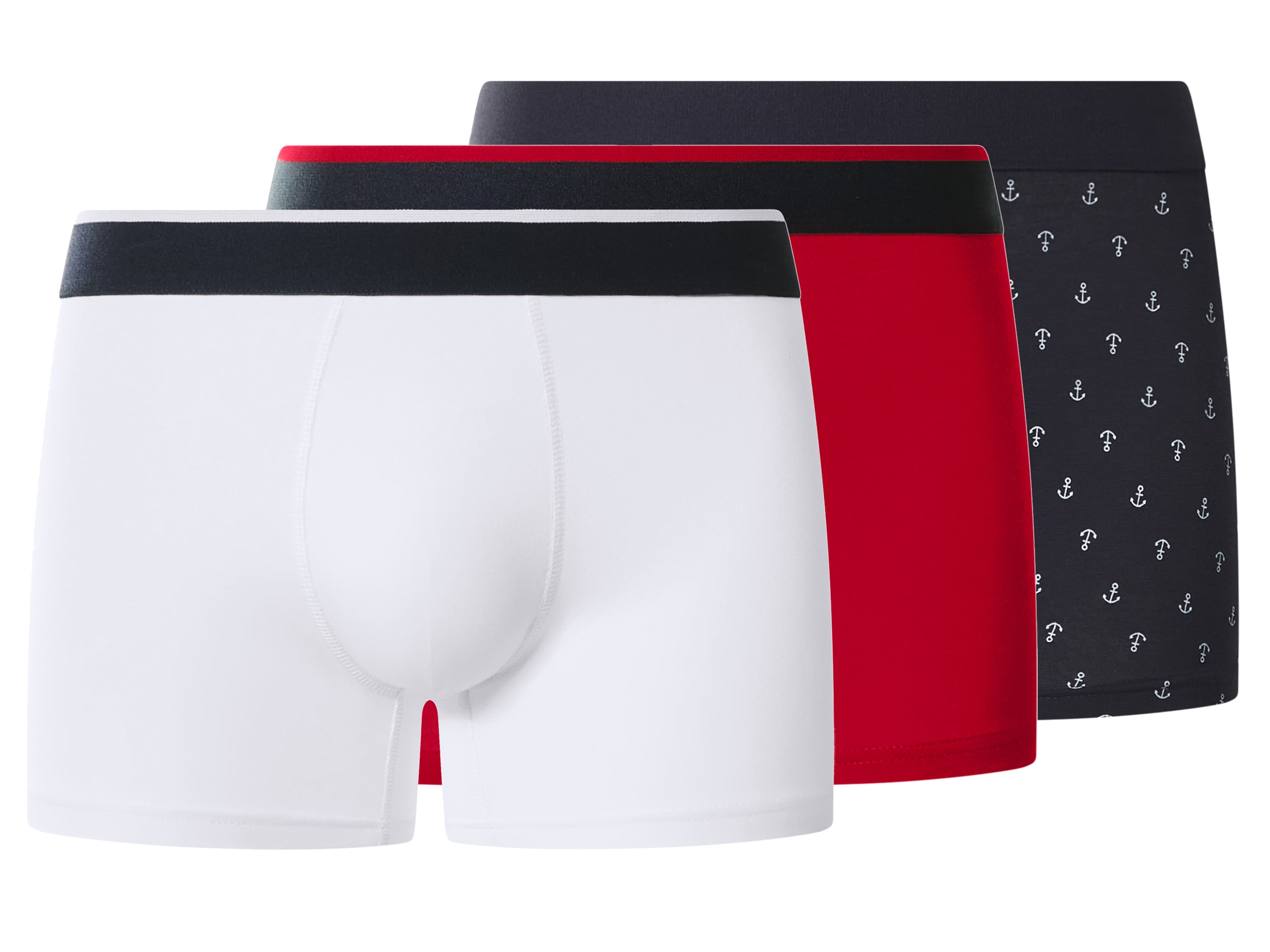 esmara Men Pánske boxerky, 3 kusy (červená/námornícka modrá/biela, 5/M)
