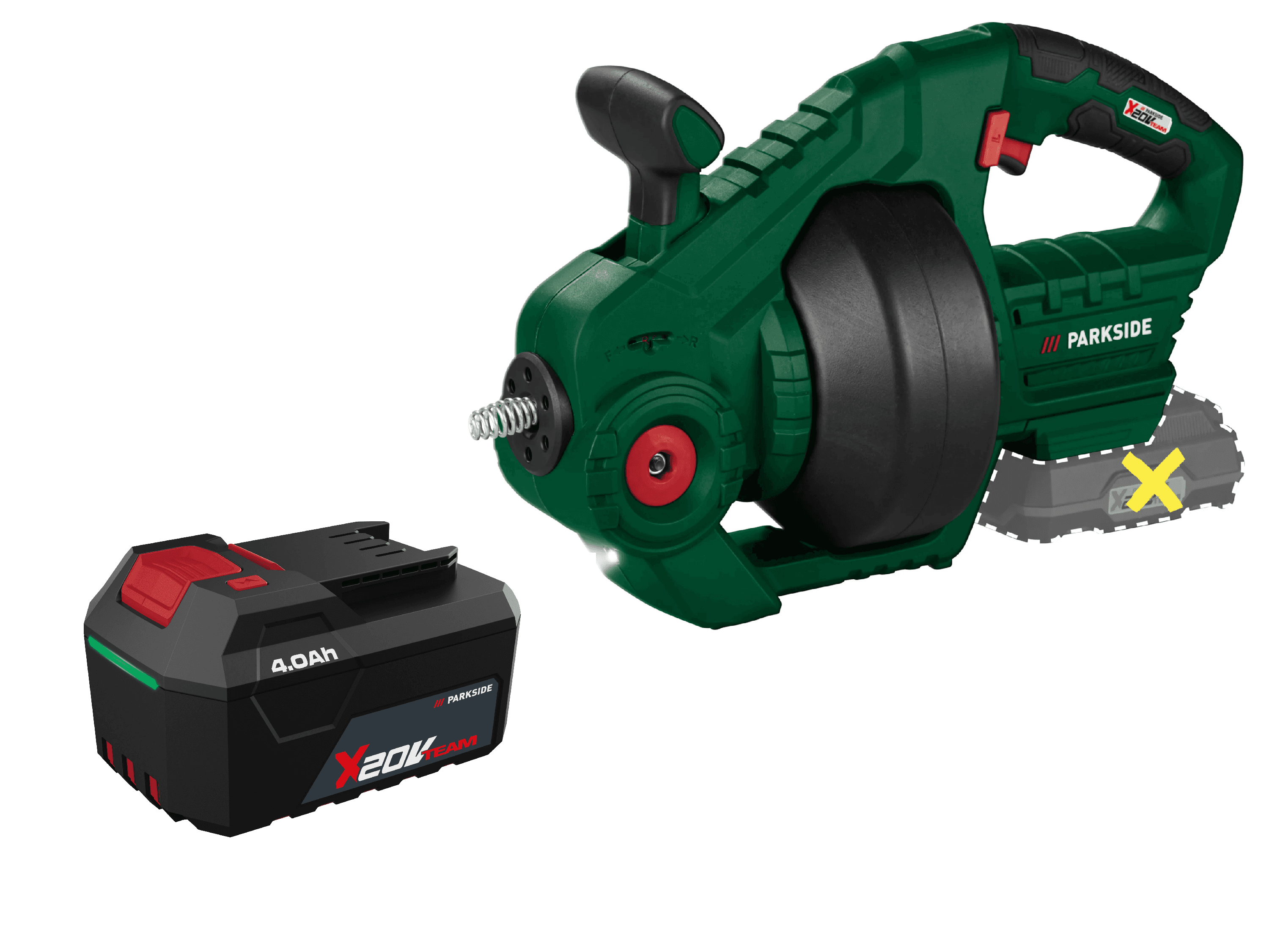 PARKSIDE® Aku čistič potrubia 20 V PARRW 20-Li A1 + Akumulátor 20 V/4 Ah 1