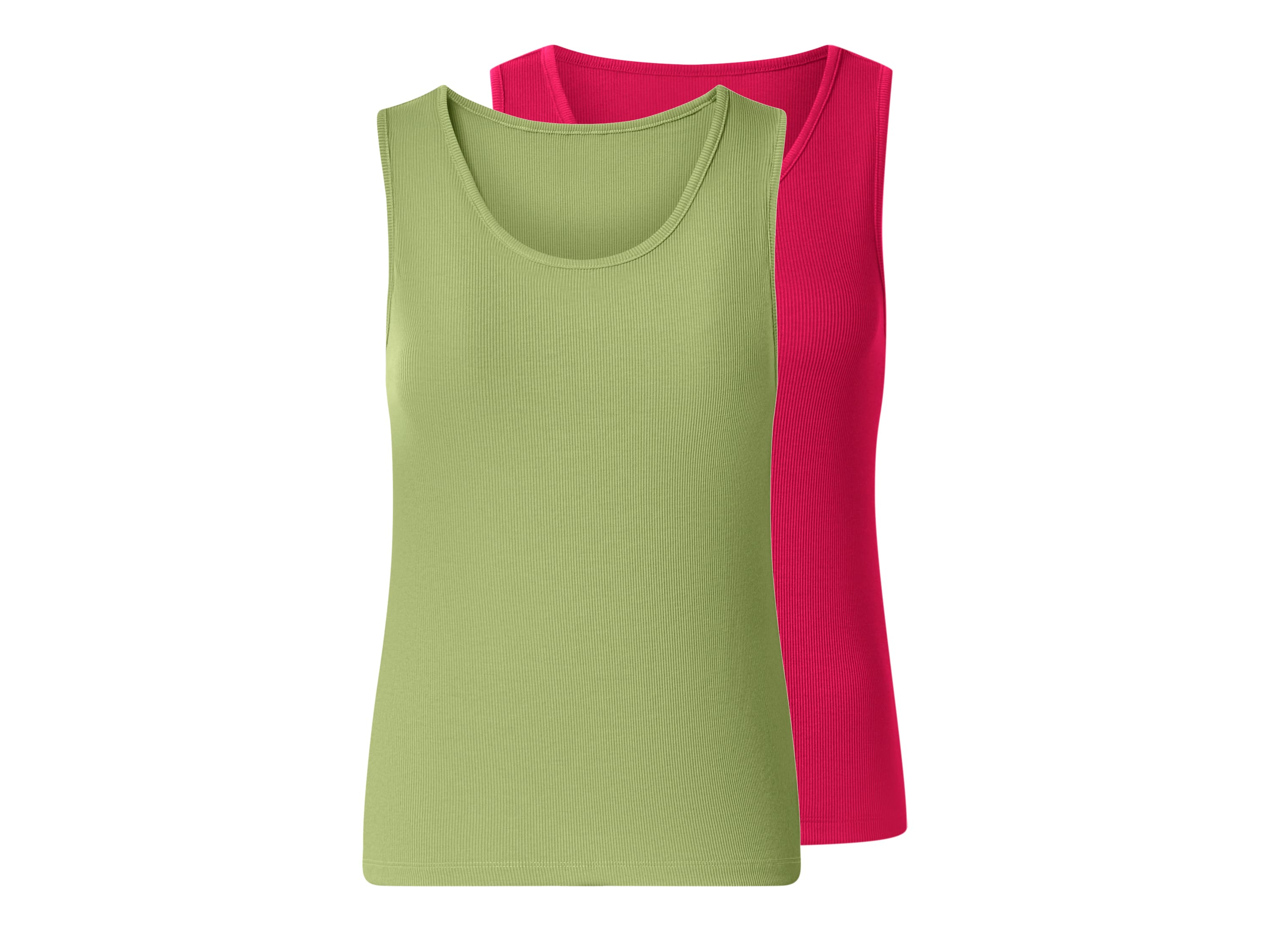 ESMARA® Dámsky rebrovaný top, 2 kusy (zelená/ružová, S (36/38)) 1