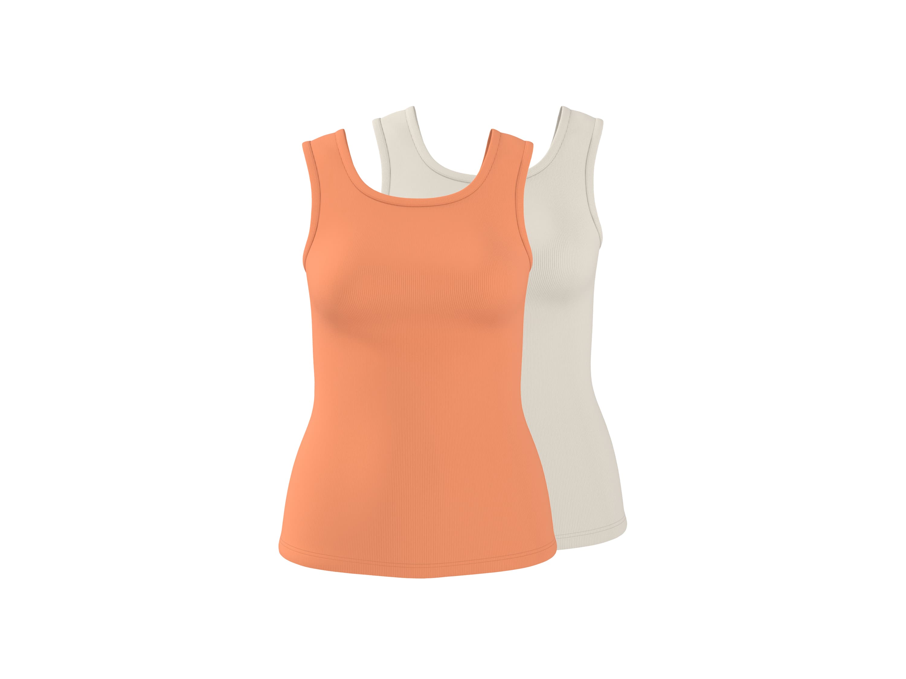 ESMARA® Dámsky rebrovaný top, 2 kusy (biela/oranžová, M (40/42)) 1