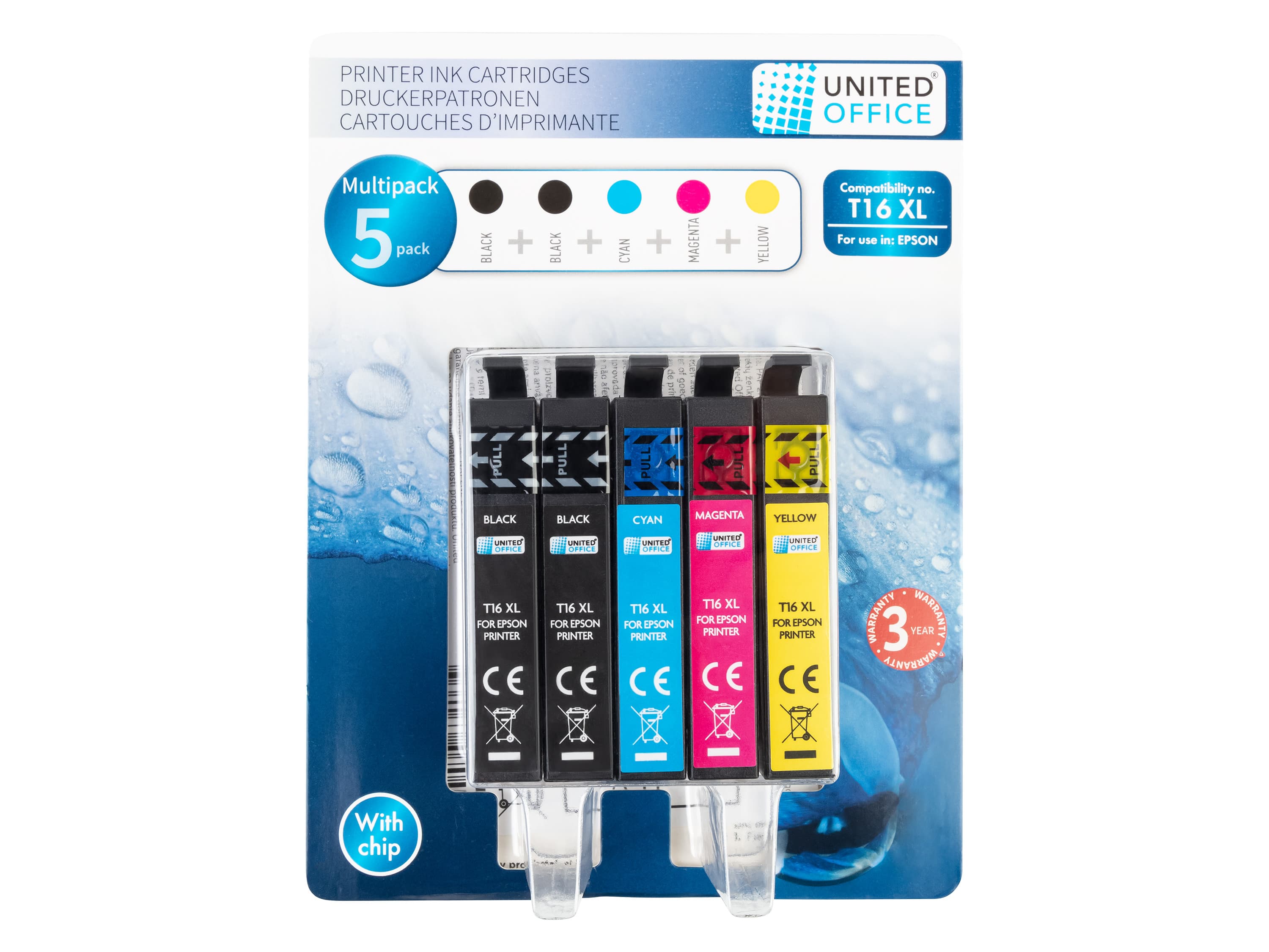 UNITED OFFICE® Náplne do tlačiarne Epson, 5 kusov (Multipack 16XL)