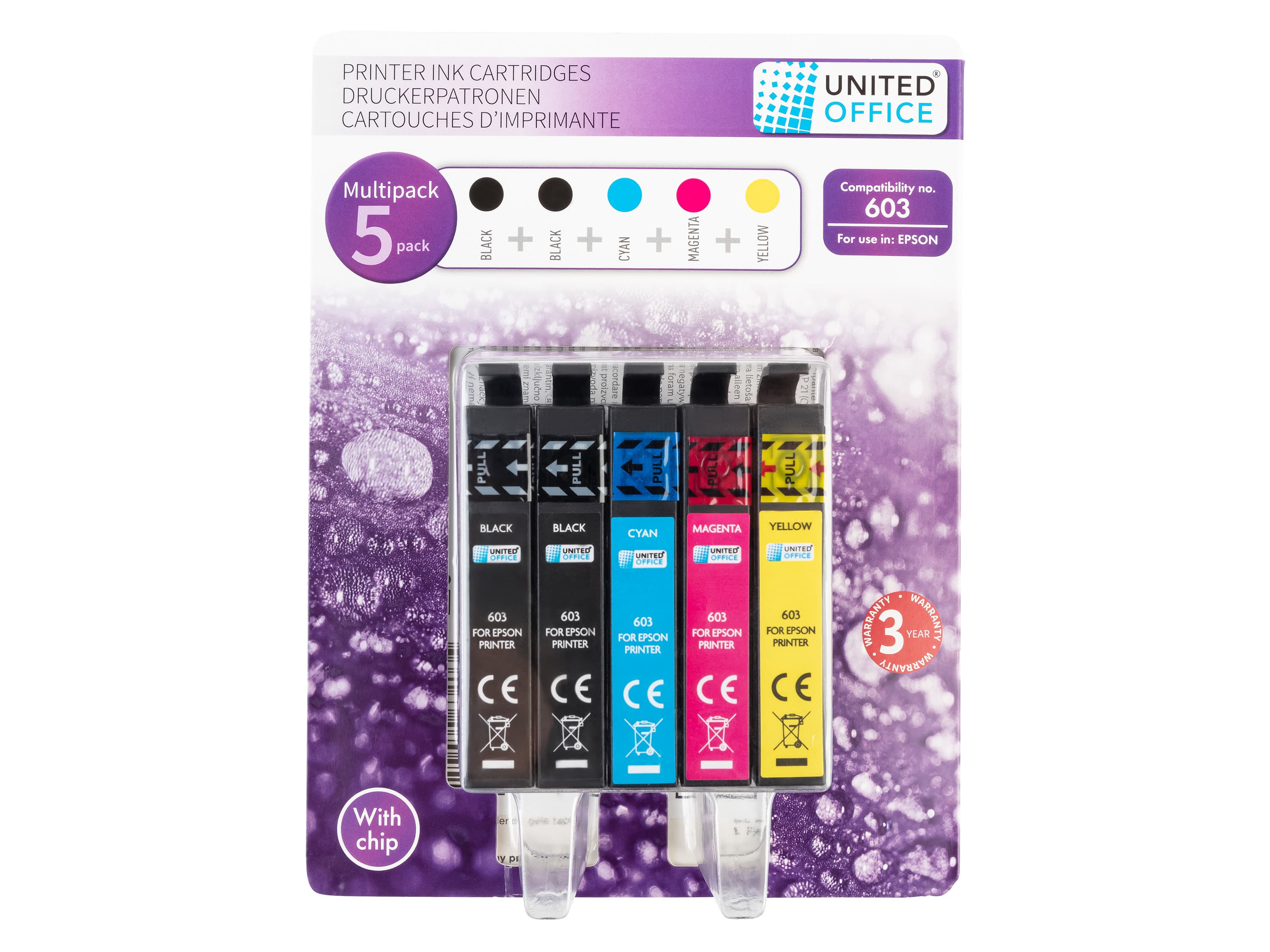 UNITED OFFICE® Náplne do tlačiarne Epson, 5 kusov (Multipack 603XL) 1