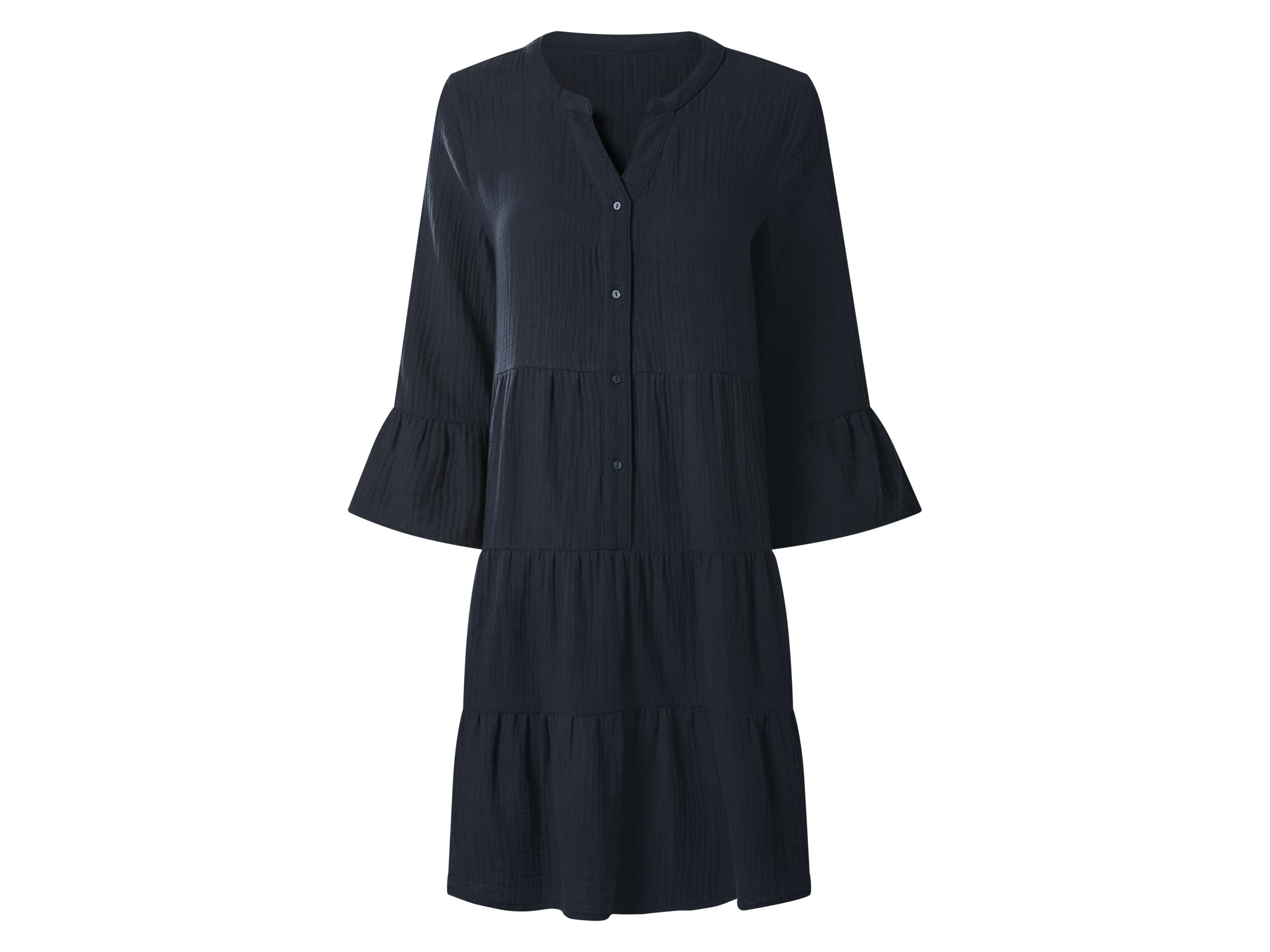 esmara® Dámske mušelínové tunikové šaty (navy modrá, S (36/38))