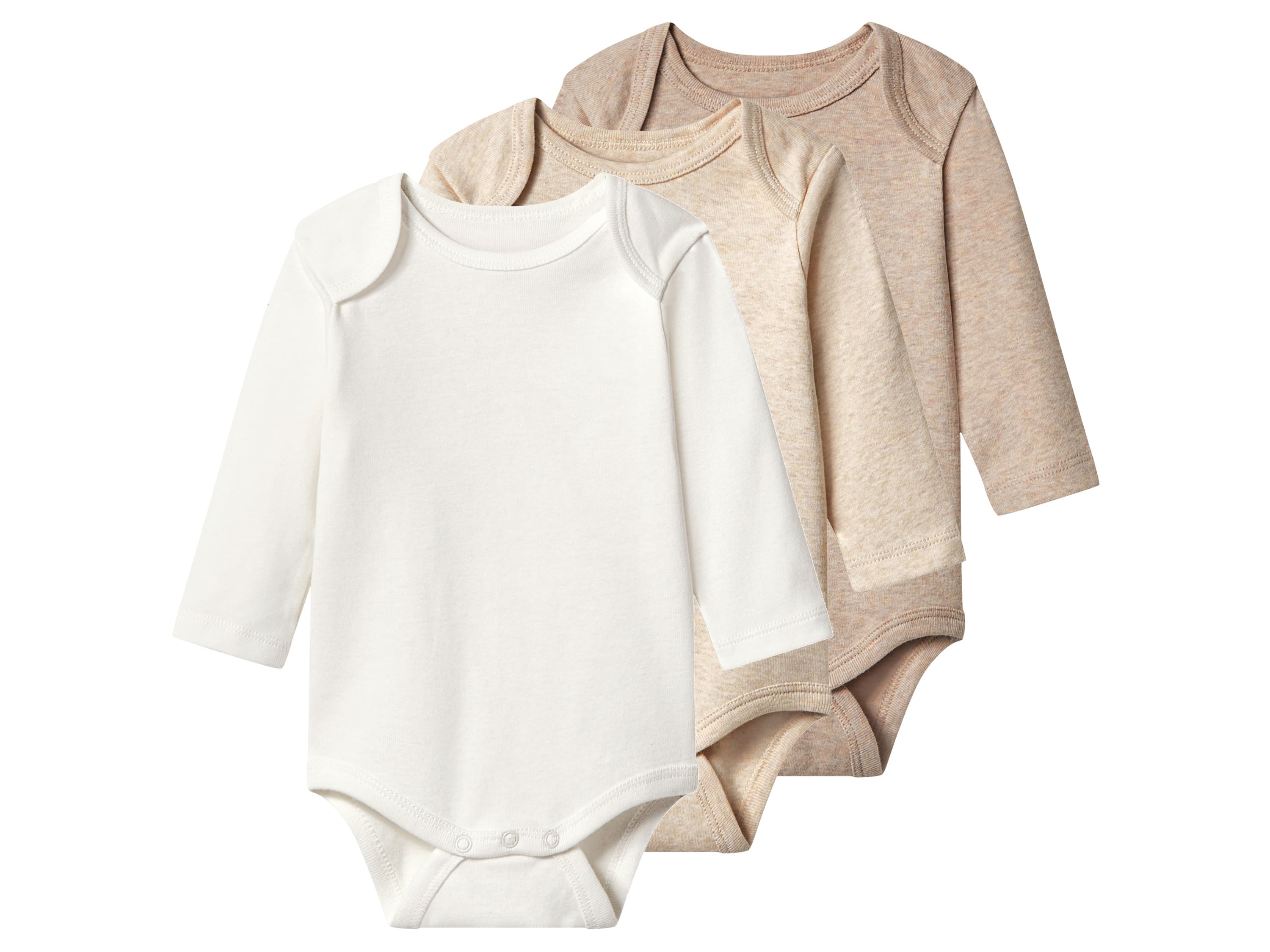 lupilu® Detské body pre bábätká, 3 kusy (biela/béžová, 86/92) 1