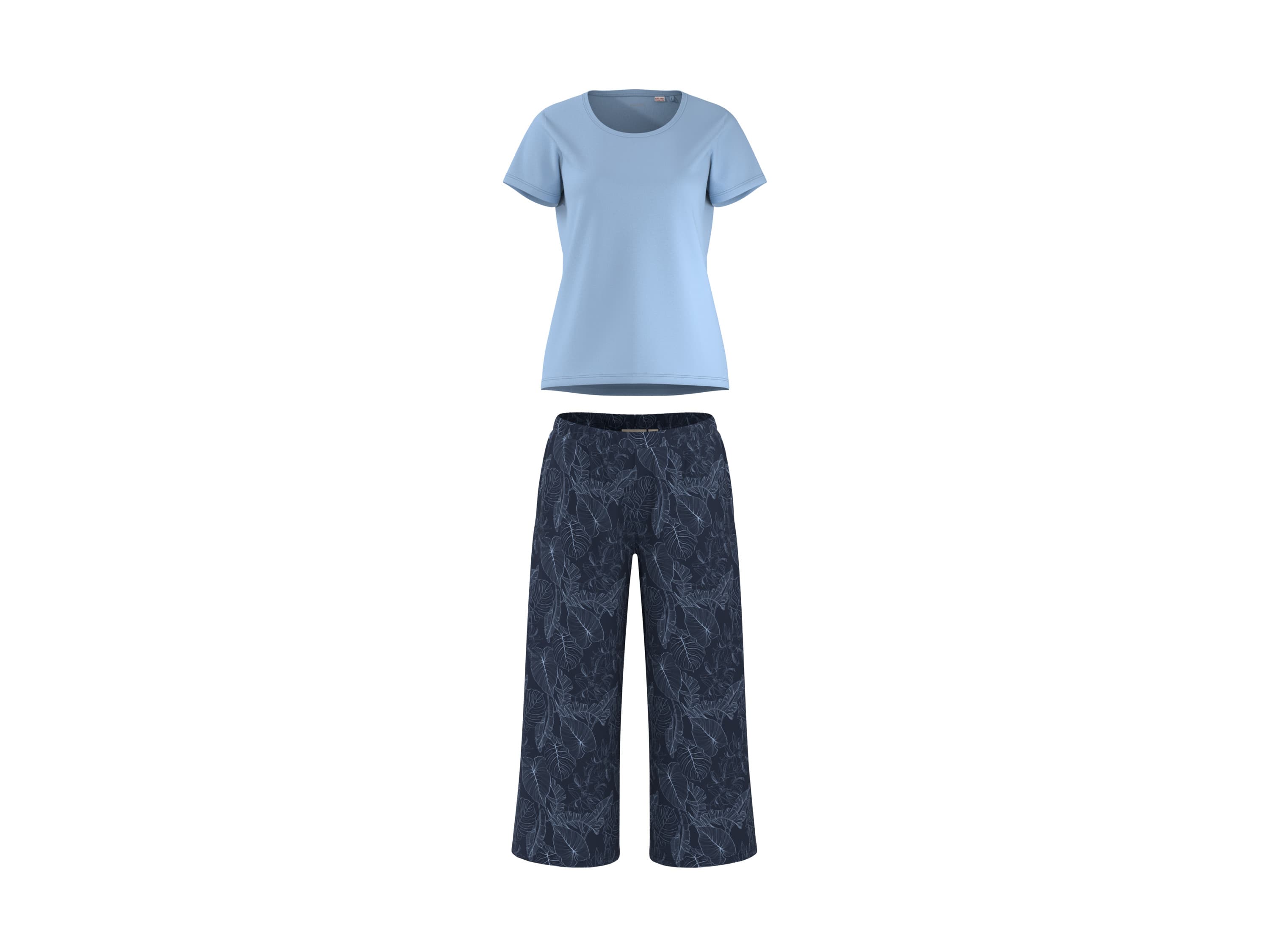 esmara® Dámske capri pyžamo Premium (bledomodrá/navy modrá, L (44/46)) 1